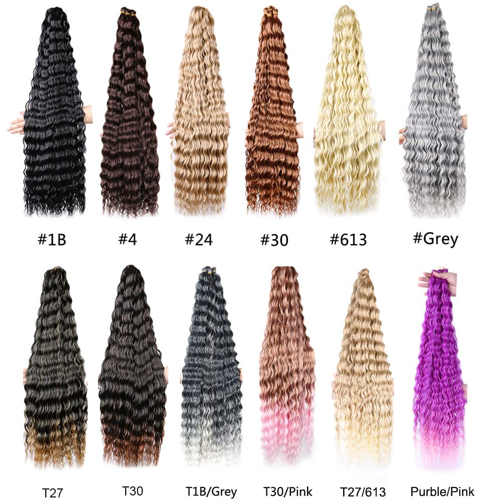 JIAROUBEAUTY – Cabello ondulado con ganchillo de 32 pulgadas, cabello rizado trenzado de 32 pulgadas, 6 paquetes, extensiones de cabello largo
