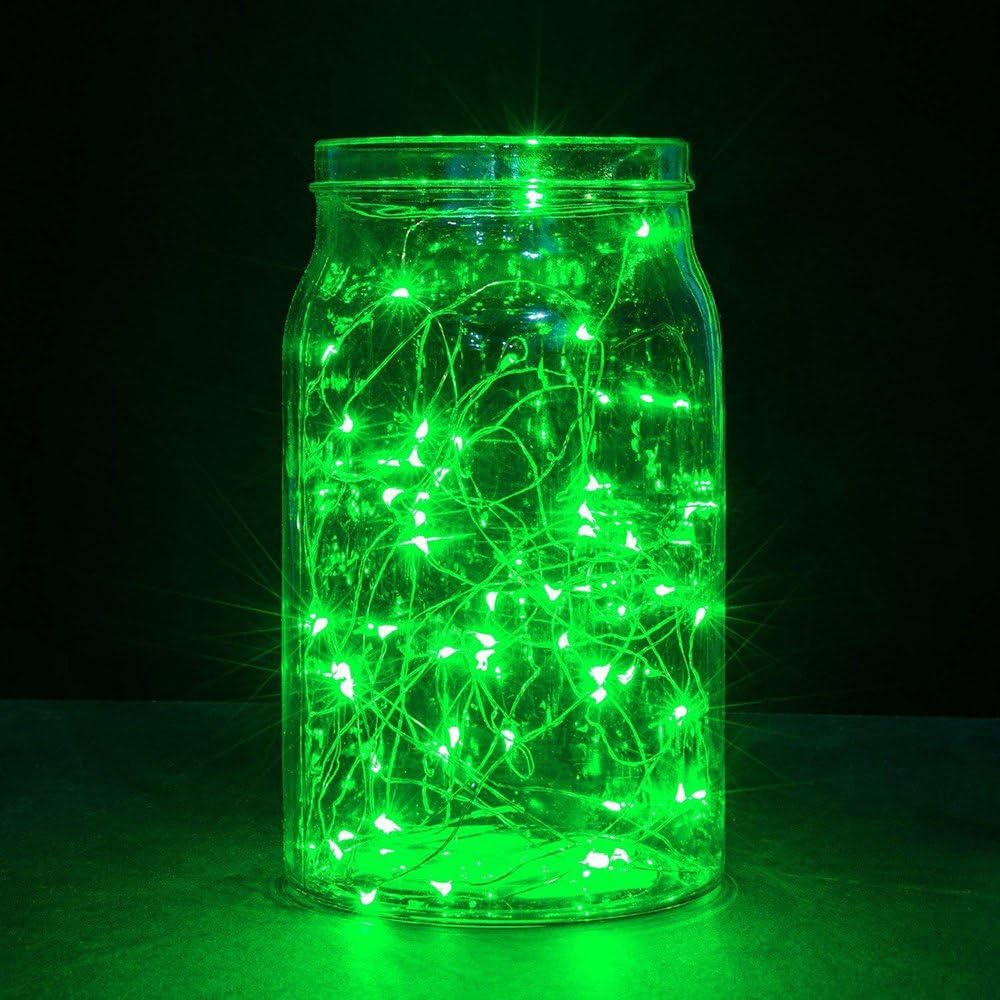 ErChen – Guirnalda de luces LED USB de doble color, 33 pies, 100 luces LED que cambian de color, regulables, 8 modos, alambre de cobre plateado,