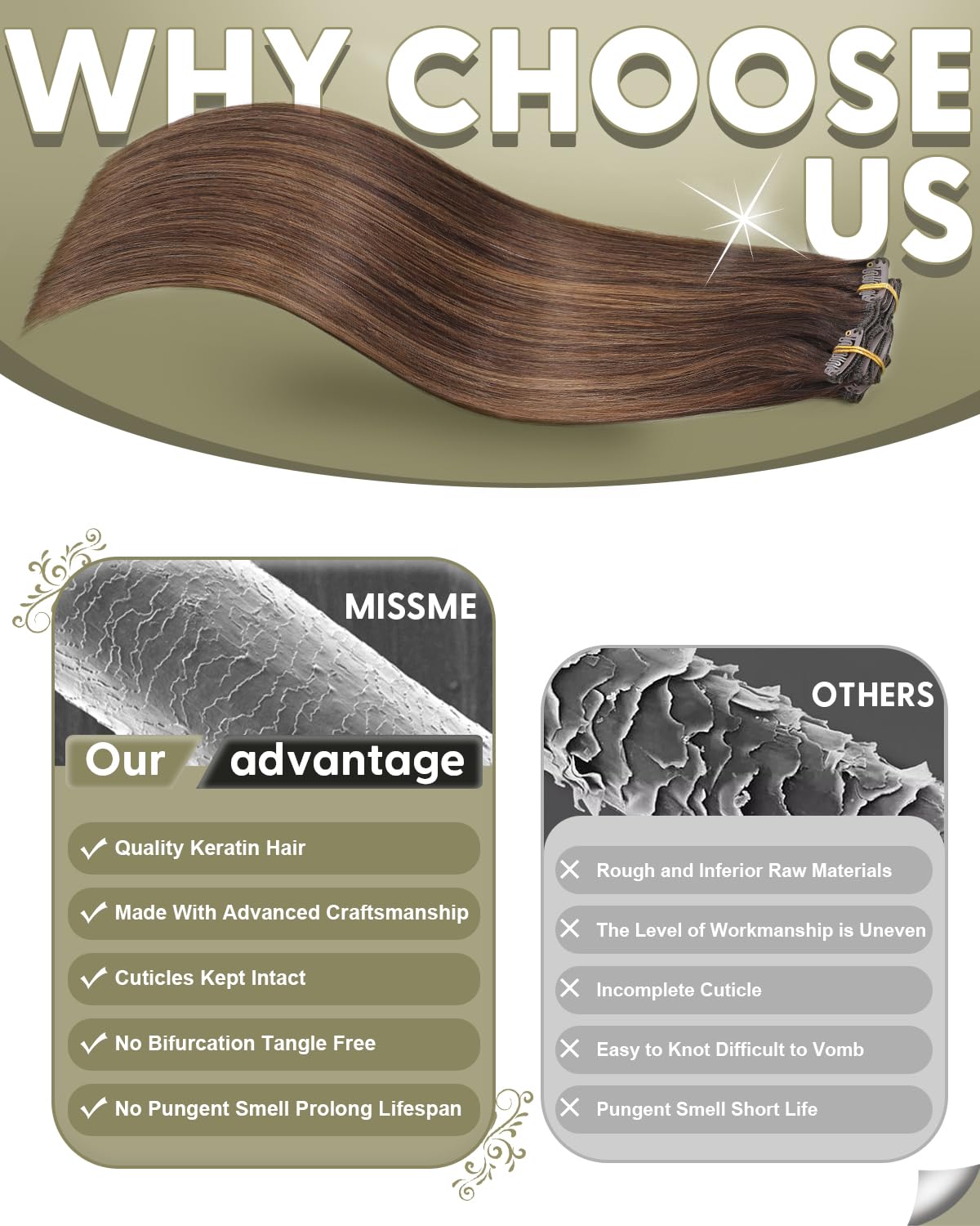 MISSME Extensiones de cabello humano real con pinzas, 14 pulgadas, 3.88 oz, 7 unidades, sin costuras, 16 clips, 100 % cabello humano real, balayage,