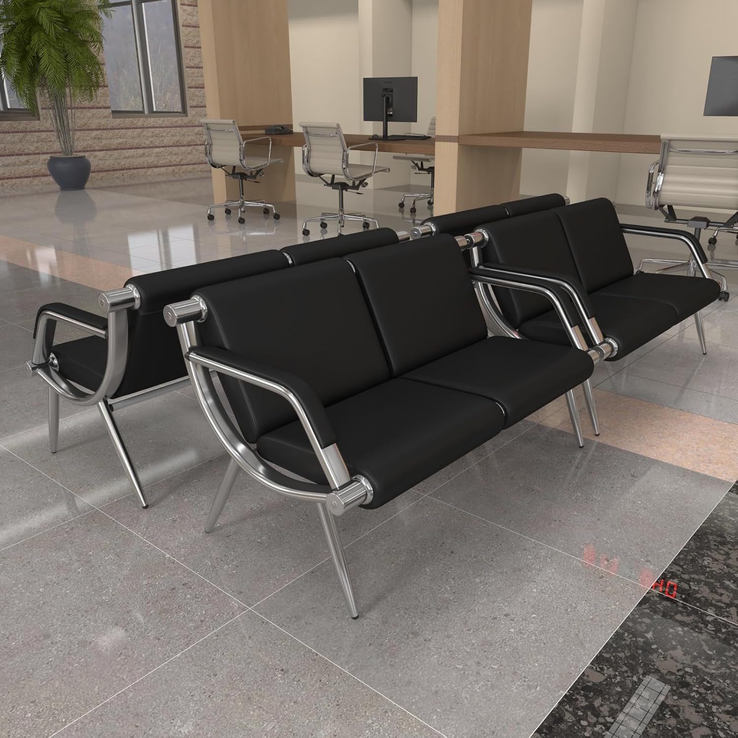 Kinsuite Sillas de sala de espera de recepción de oficina de 2 asientos, sillas de invitados y recepción para salón, banco de barbero, aeropuerto,