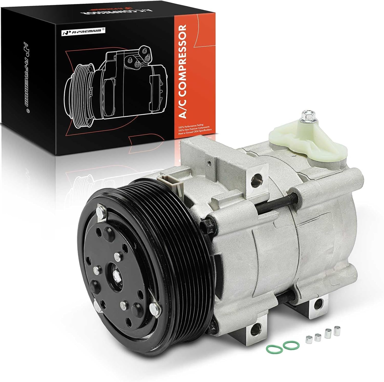 A-Premium Compresor de CA con polea de 8 ranuras compatible con vehículos Ford y Lincoln – 4.6L, 5.4L, 6.0L, 6.8L – Excursion 2003-2005, F-150