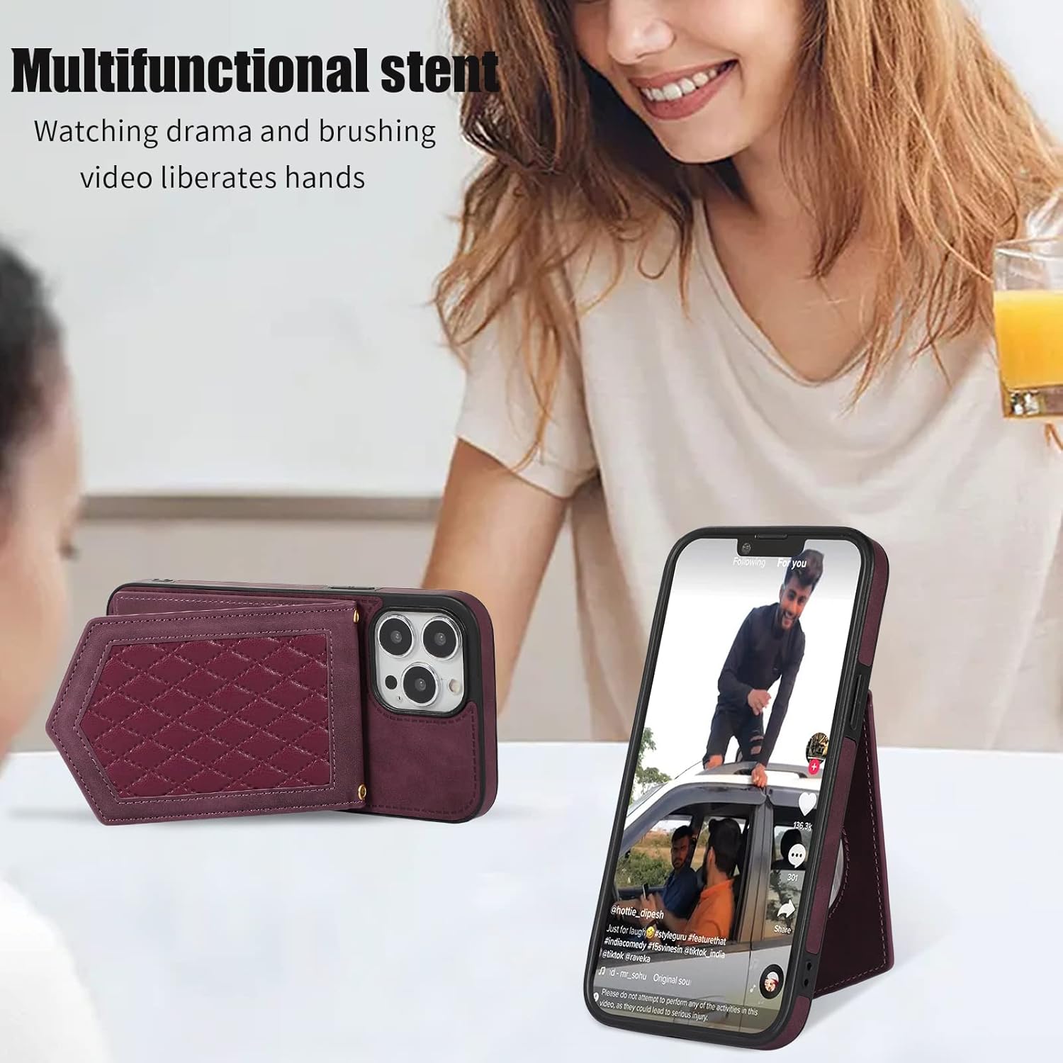 Asuwish Funda de teléfono para iPhone 15 Pro Max de 6.7 pulgadas, funda tipo cartera con protector de pantalla y soporte para tarjeta de espejo,