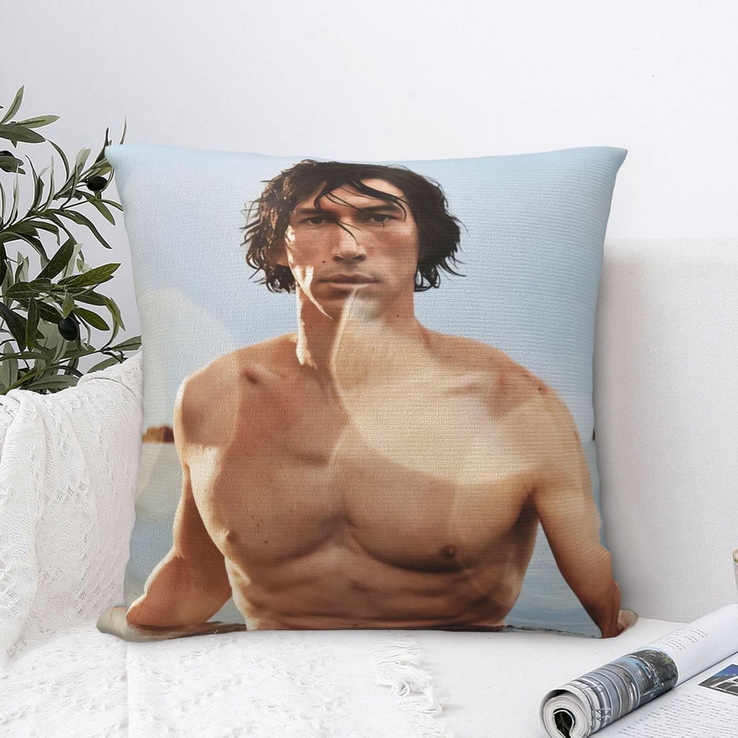 Adam Driver – Fundas de almohada cuadradas suaves y modernas, funda de almohada decorativa, decoración del hogar para cama, sofá, sala de estar,