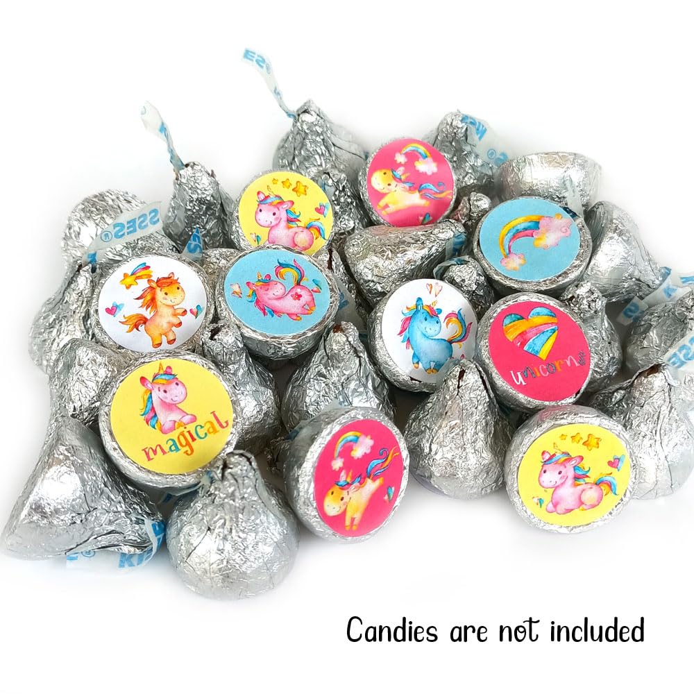 Unicorn Labels for Hershey’s Kisses Chocolates by Adore By Nat – Birthday Baby Shower Party Favor Stickers – Set of 240