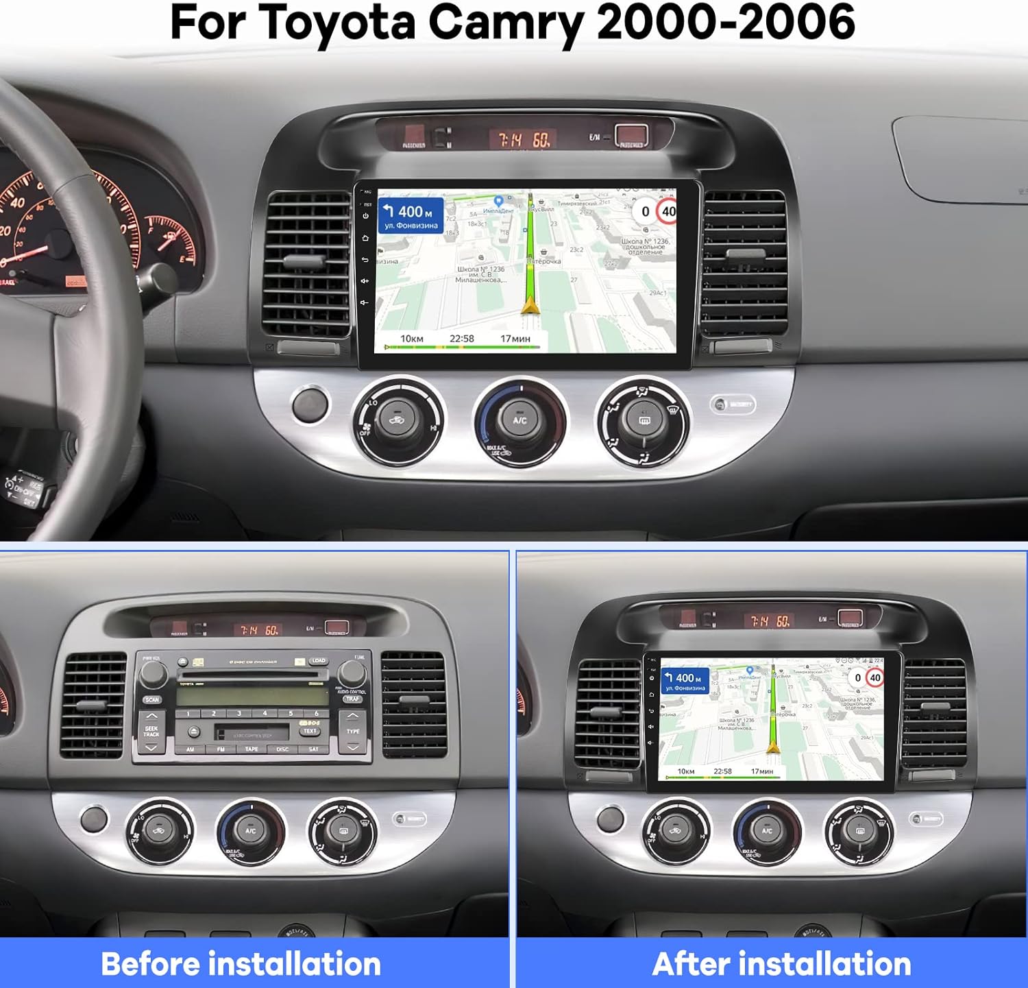 2G+32G Radio de coche para Toyota Camry 2000 2001 2002 2003 2004 2005 2006, 9 pulgadas Android 11 pantalla táctil estéreo, CarplayAndroid AutoMirror