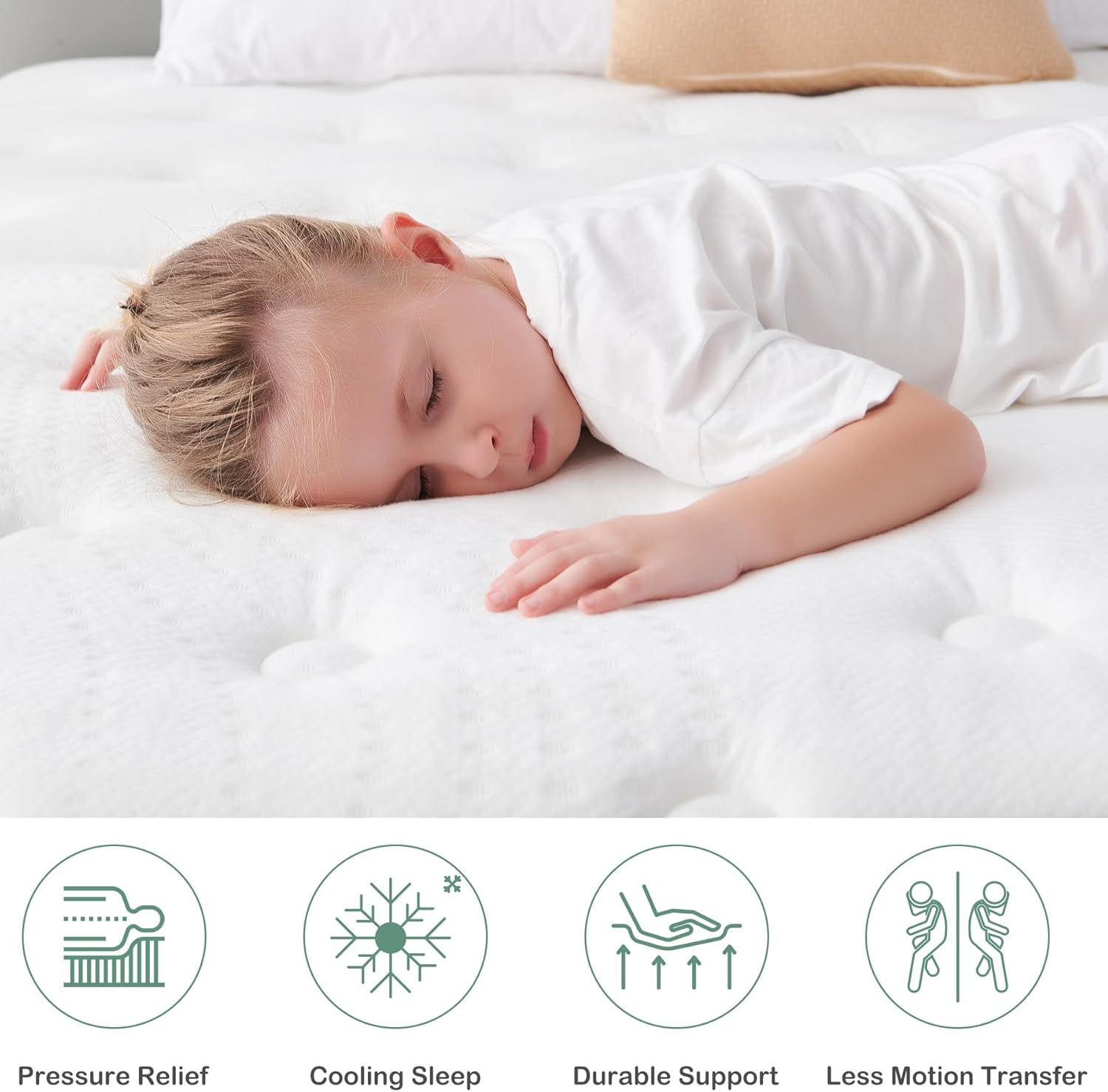 SZSL – Colchón híbrido de espuma viscoelástica tamaño King de 12 pulgadas para alivio de presión, resortes interiores de bolsillo para aislamiento