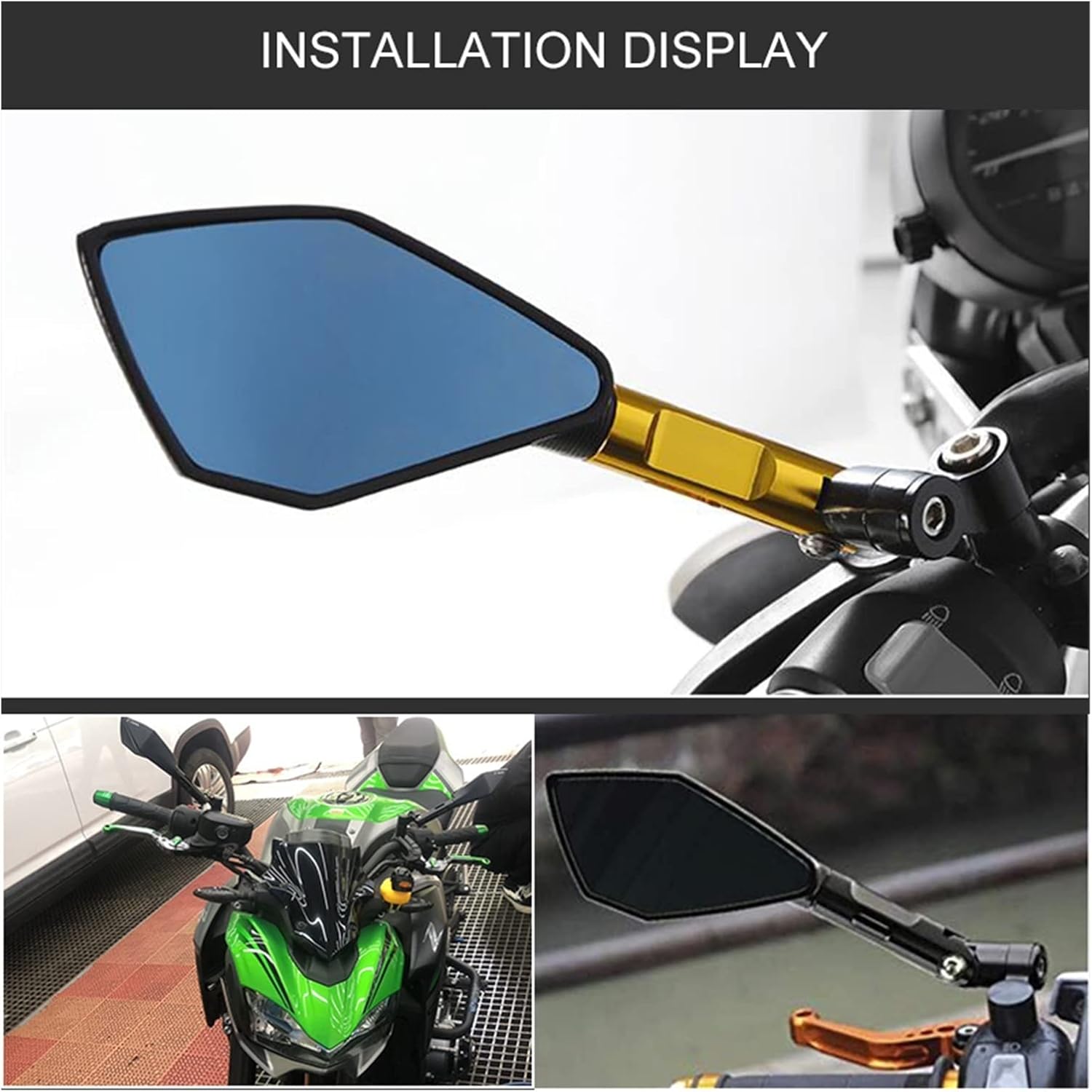 Espejos de motocicleta para motocicleta para Yamaha MT07 MT09 MT10 XSR700 XSR900 XJ6 TDM TMAX XMAX SMAX FZ1 FZ6 FZ07 FZ09 FZ10 (color  azul)