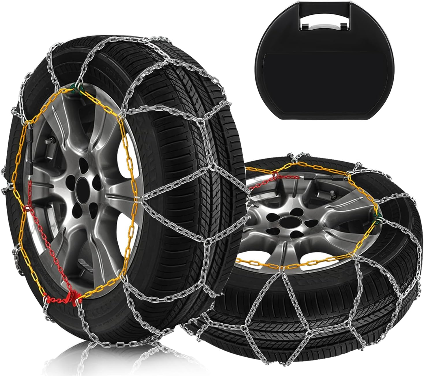 SCITOO Cadenas de nieve KN100 de instalación rápida y fácil, cadena de tracción de neumáticos para automóviles, camionetas, SUV, cadenas universales