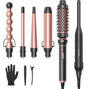 Wavytalk Juego de rizadores 5 en 1 y plancha plana pequeña de 310 pulgadas, plancha plana tipo lápiz Wavytalk Juego de rizadores 5 en 1 y plancha plana pequeña de 310 pulgadas, plancha plana tipo lápiz