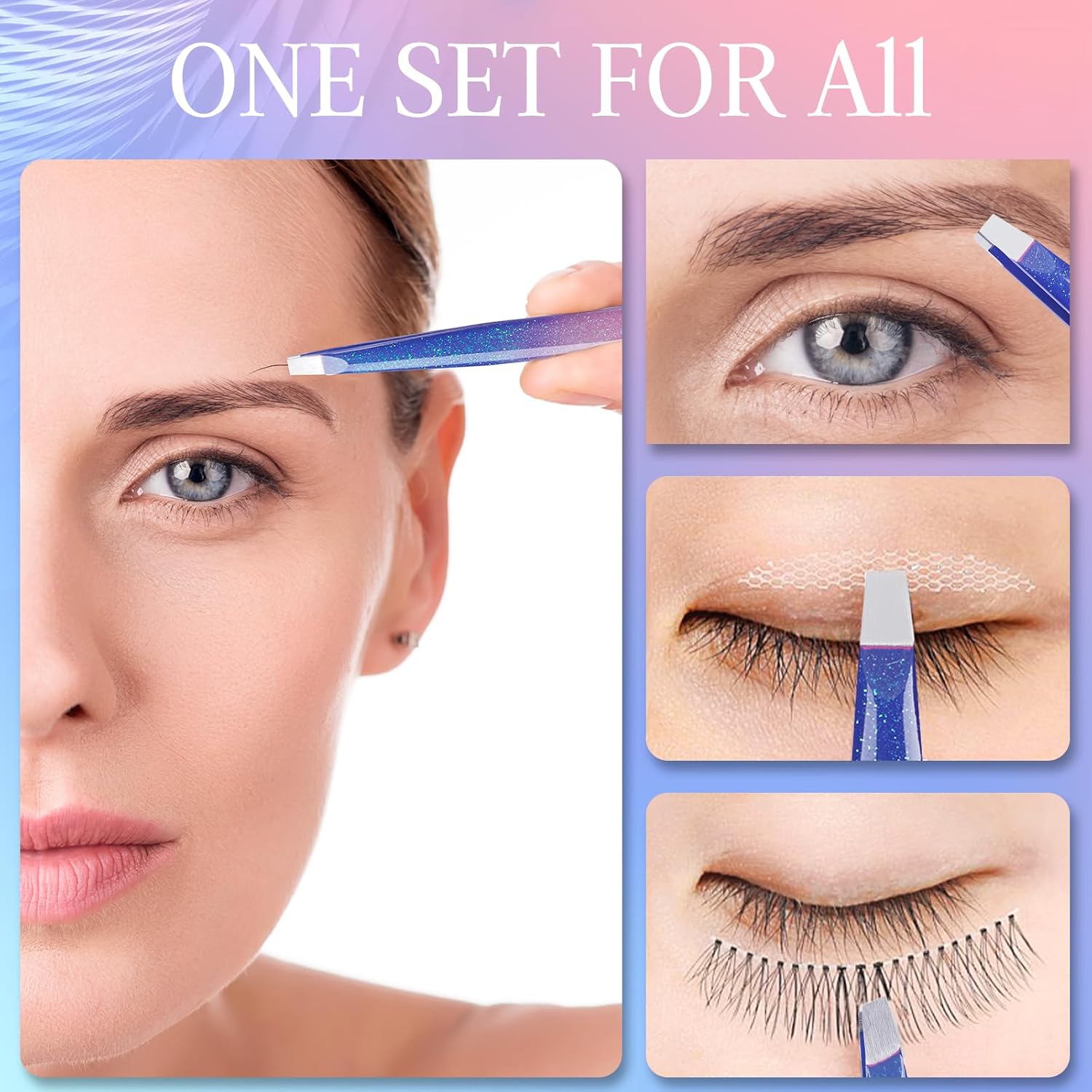 GRANDFUN Juego de pinzas para mujer, pinzas de precisión profesionales para cejas, vello facial, pelos encarnados, kit de aseo de viaje, relleno de