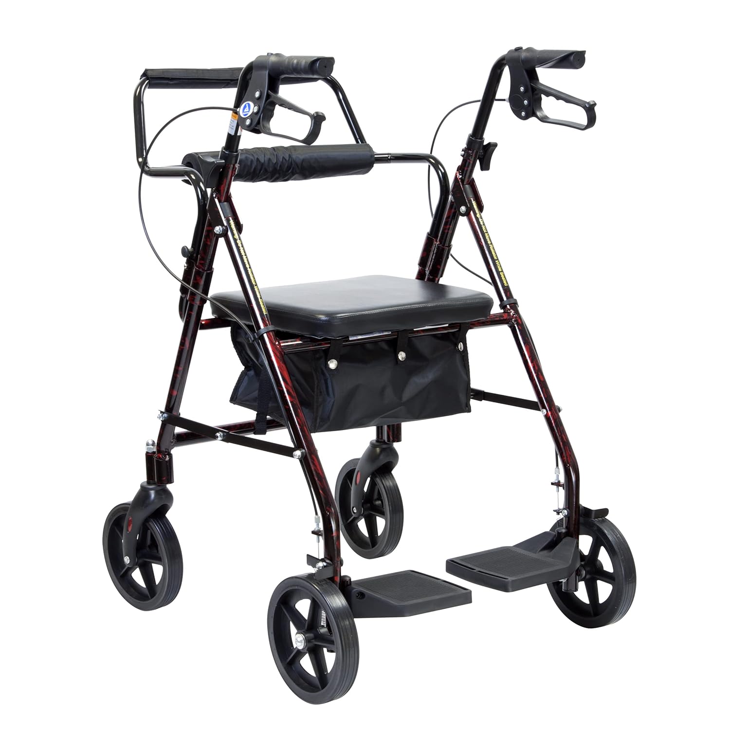 Dynarex DynaGo Duo Transport 4 ruedas – Andador con ruedas de pie y silla de ruedas de transporte sentada – Reposapiés plegables, capacidad de peso