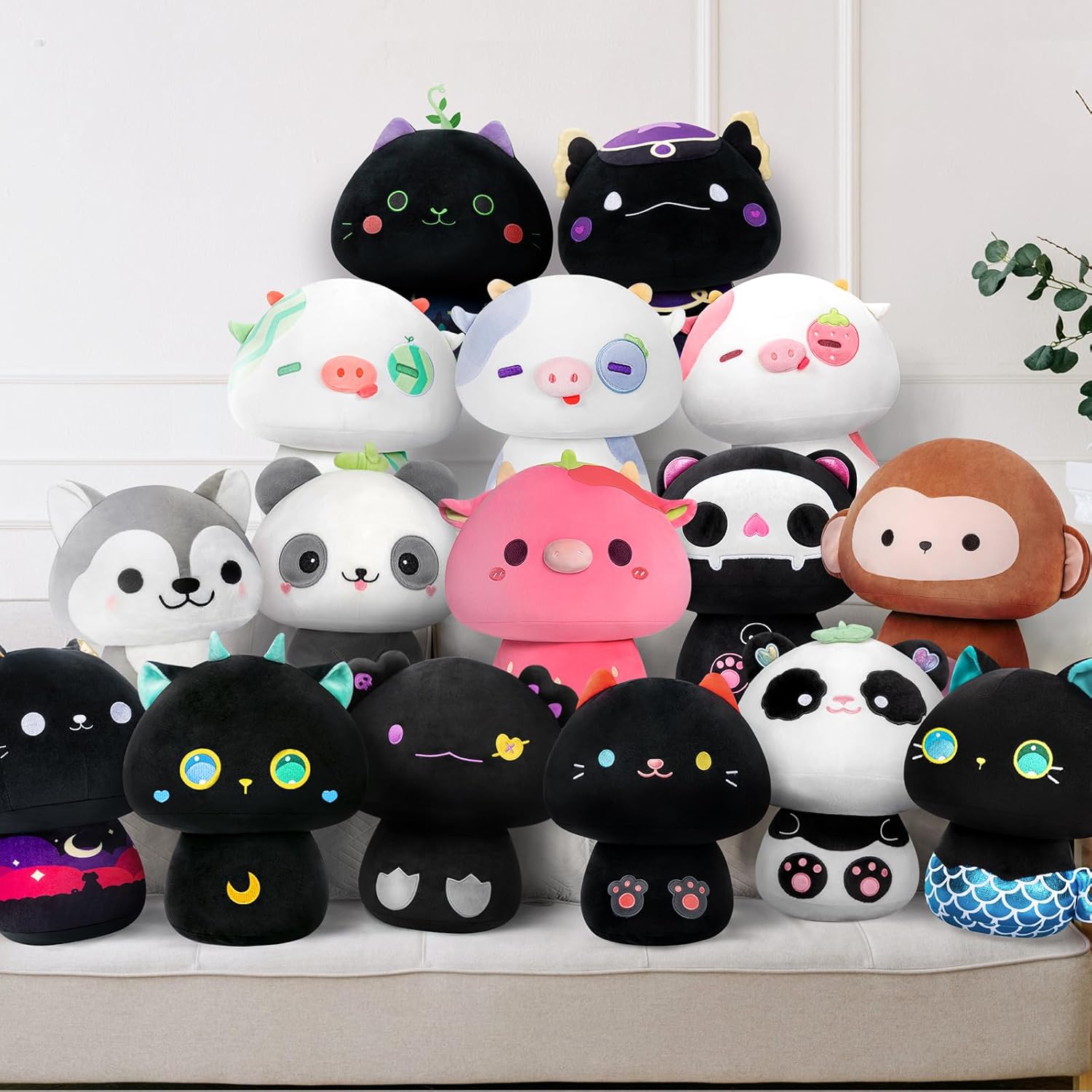 Almohada de peluche de vaca de fresa de 14 pulgadas, almohada suave de peluche, animales de peluche Kawaii de vaca fresa, lindos juguetes de