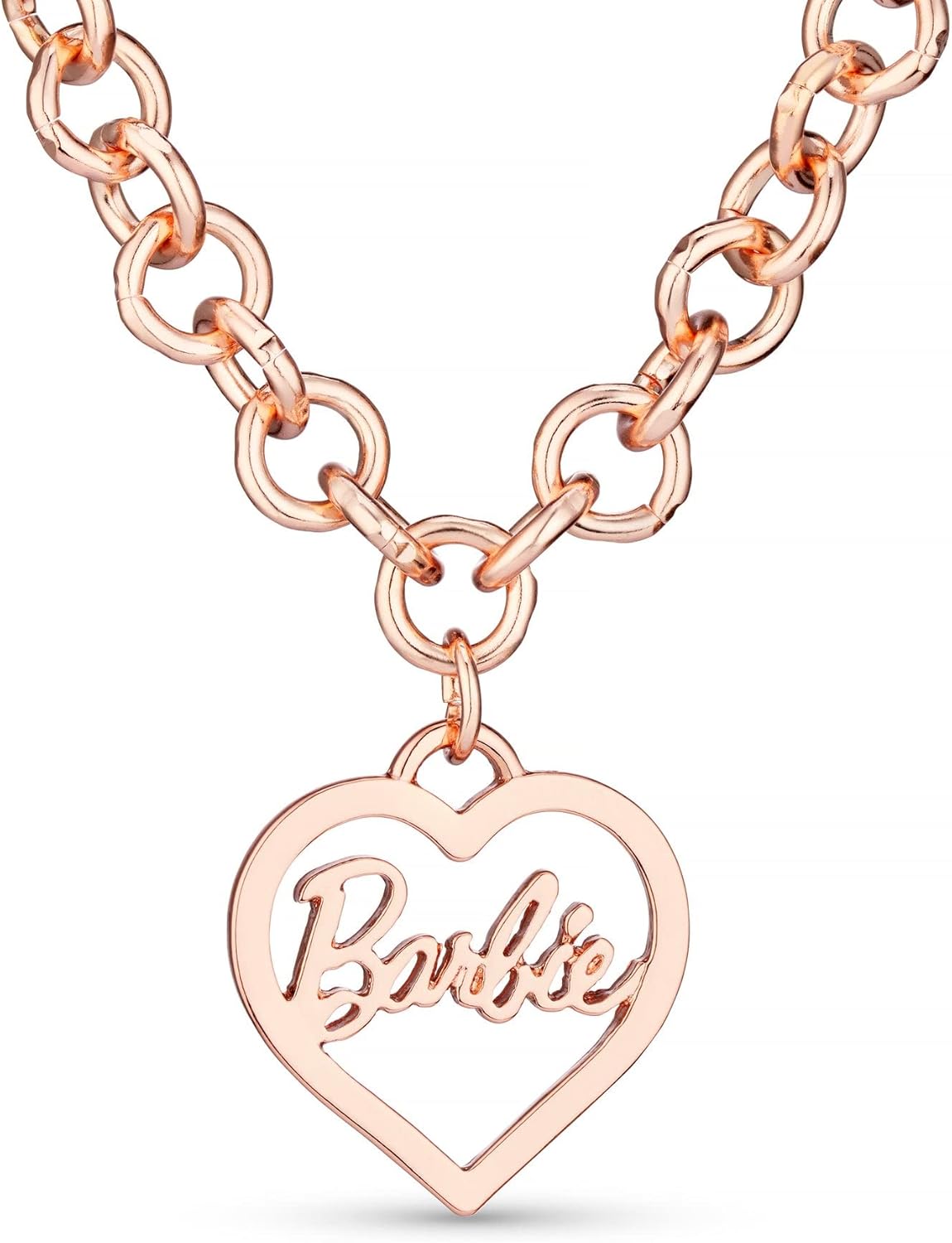 Barbie Collar de corazón de eslabones redondos, Zinc, No es una piedra preciosa