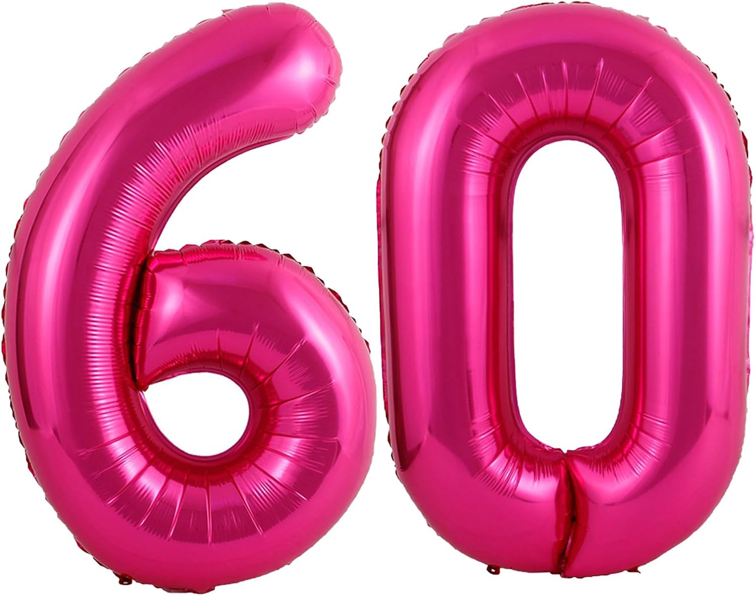 Globos gigantes de color rosa intenso con el número 60, 40 pulgadas Jumbo número 60, globos grandes de aluminio de Mylar para niñas y mujeres,