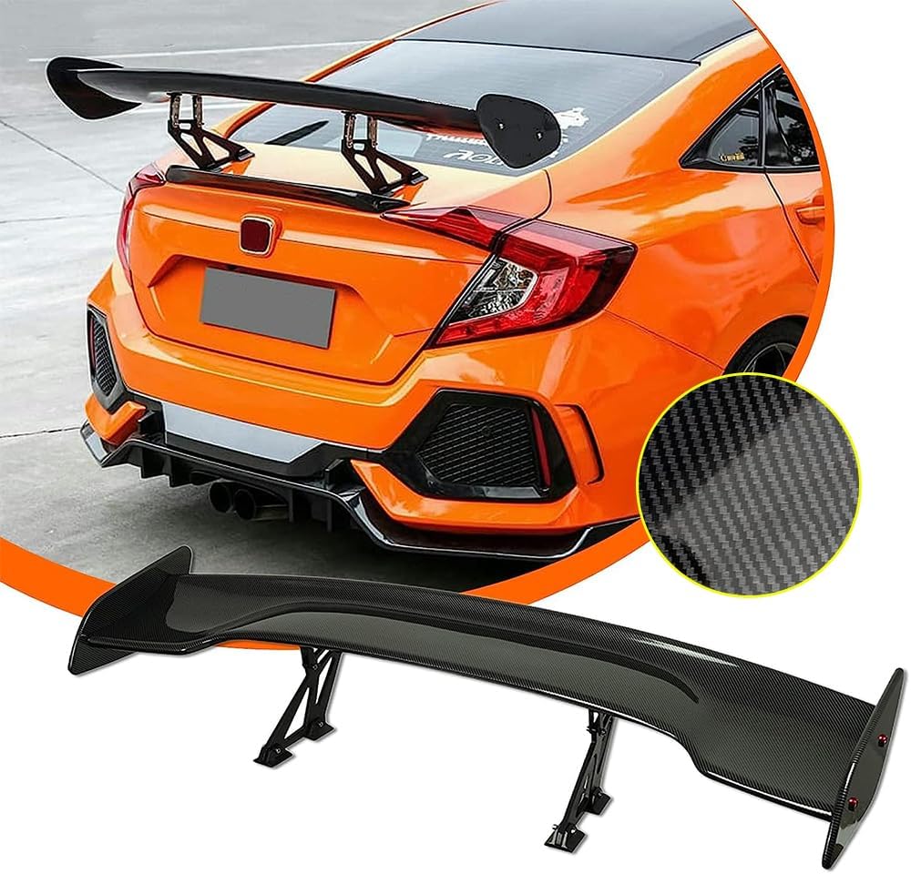 Alerón trasero universal de 57 pulgadas, estilo GT Racing para sedanes, Coupé, Hatchback, alerón de maletero ajustable (aspecto de fibra de carbono)