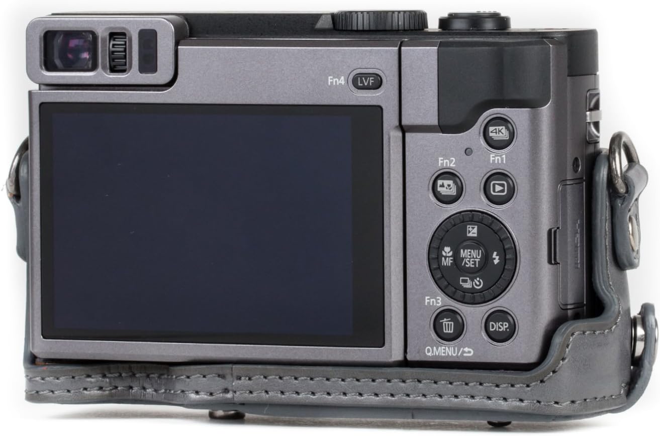 MegaGear MG1261 Ever Ready – Funda de piel para cámara compatible con Panasonic Lumix DC-ZS80, DC-ZS70, DC-TZ95, DC-TZ90, color gris