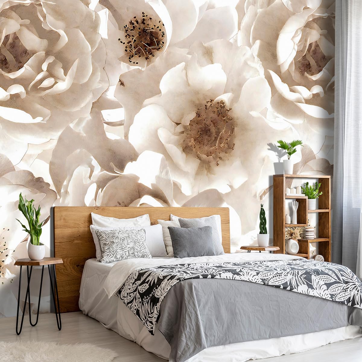 WXHFM – Mural de pared floral para dormitorio de niñas, moderno mural de pared de flores para sala de estar, 91 x 65 pulgadas (no se puede despegar