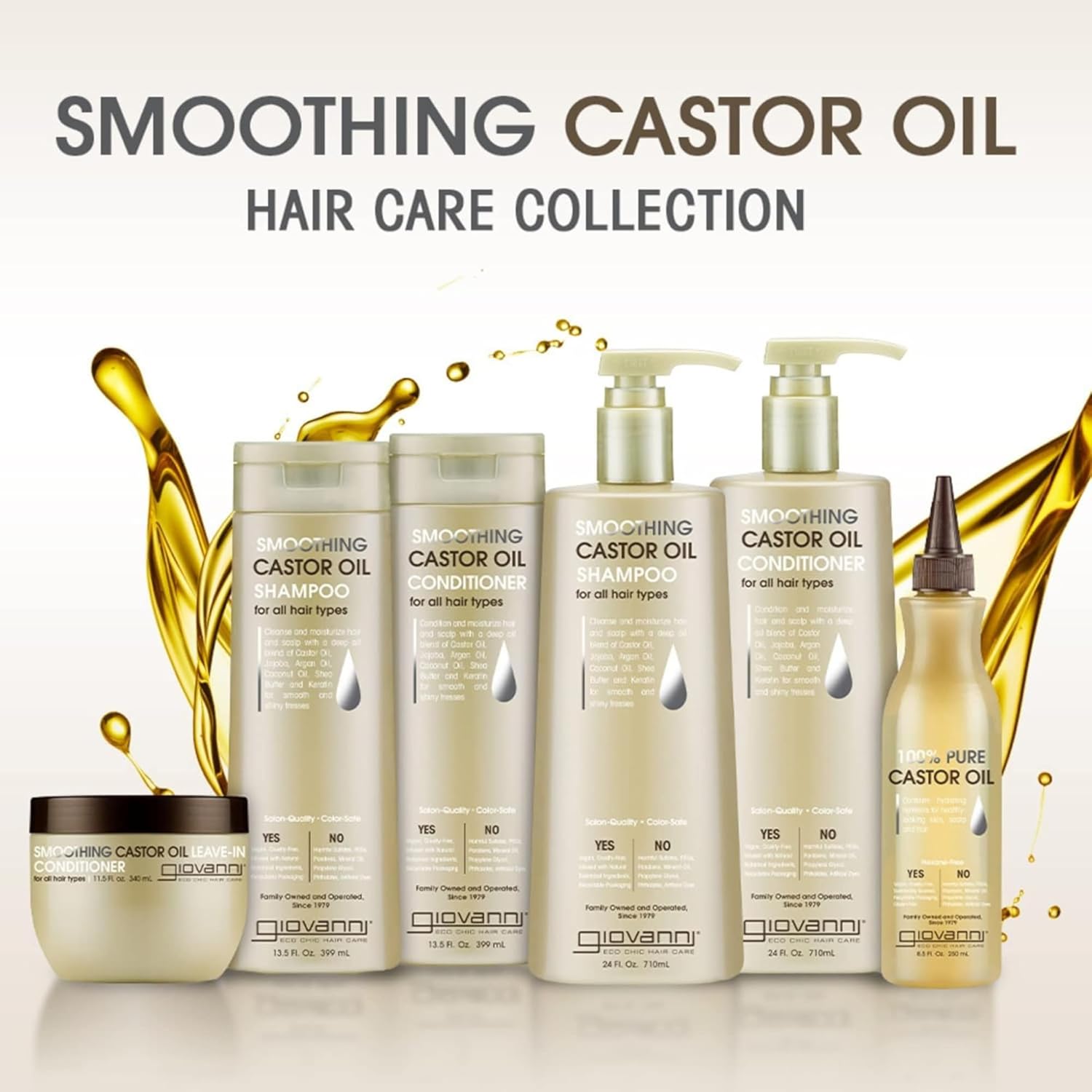 GIOVANNI Acondicionador sin enjuague con aceite de ricino suavizante, todo tipo de cabello, hidrata el cabello y el cuero cabelludo, hidrata y