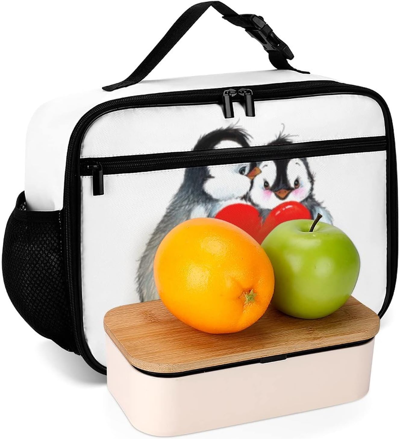 Lonchera reutilizable con diseño de pingüinos, bolsa de almuerzo aislada, lonchera para comida y alimentos, bolsa de mano para mujeres, niños,