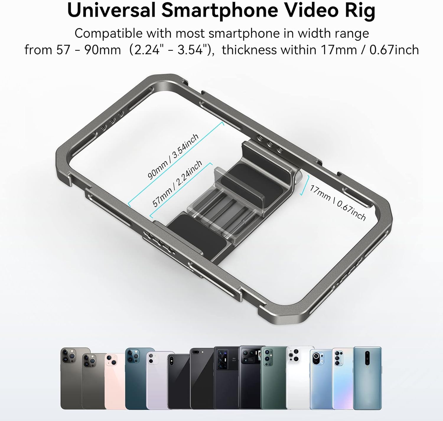 Bundle SmallRig Universal Smartphone Video Rig para iPhone para Samsung 2791B+Mango Lateral 3838+3894+Mini Trípode para Cámara BUT2664