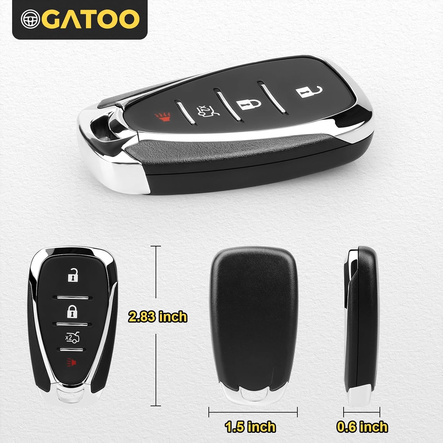 Llavero de repuesto HYQ4EA compatible con Malibu Cruze Camaro 2016 2017 2018 2019 2020 2021, 433 Mhz 4 botones inteligente sin llave control remoto,