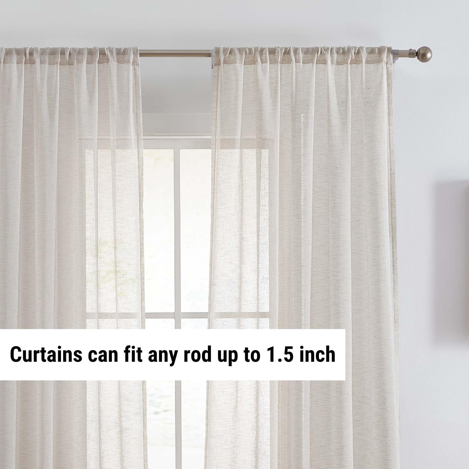 HLC.ME Penelope – Cortinas gruesas de lino sintético texturado semitransparentes, con filtro de luz solar y privacidad, con bolsillo para cortinero,