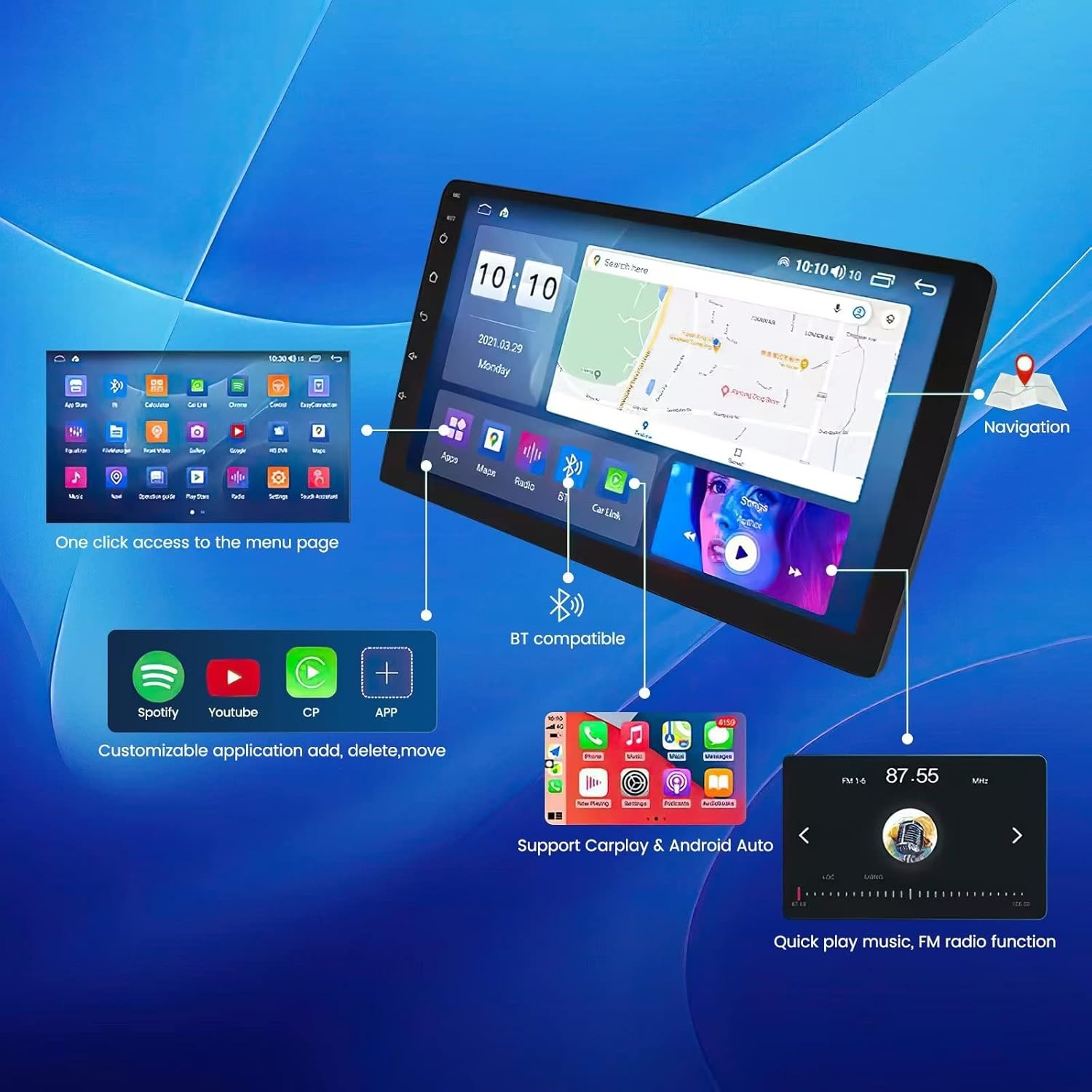 1280×720 9 “IPS pantalla táctil Android estéreo del coche para Suzuki Swift 2011 2012 2013 2014 2015 coche incorporado Car-Play Android Auto GPS