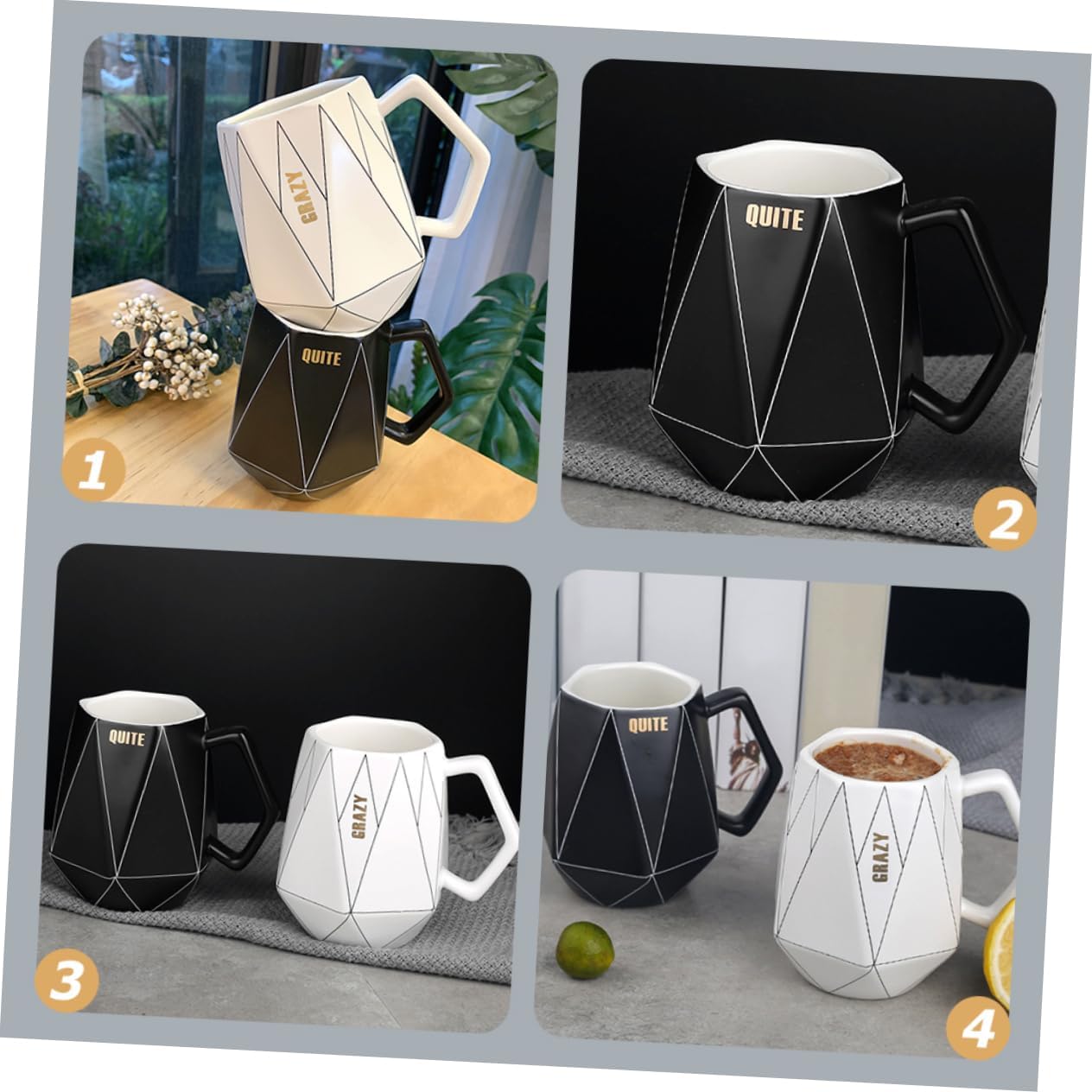 BRIGHTFUFU Café Cerámica para ir tazas de café con tapas taza de café de porcelana taza de té de porcelana taza de capuchino vasos negros vasos con