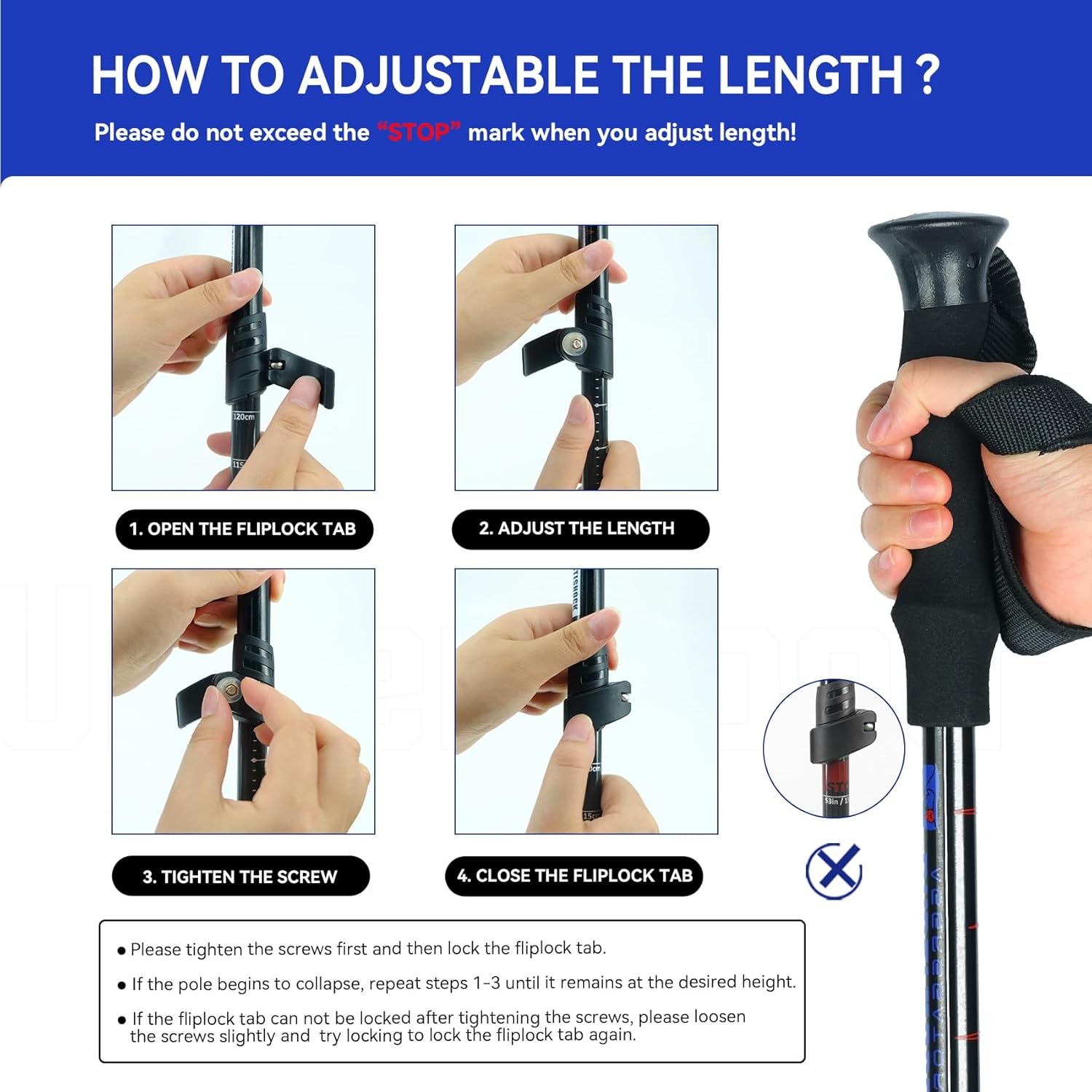 Trekking Poles Collapsible Hiking Poles – 2 Pack Adjustable Aluminum Hiking Sticks, Lightweight Walking Sticks for Women, Men, Seniors, Kids,