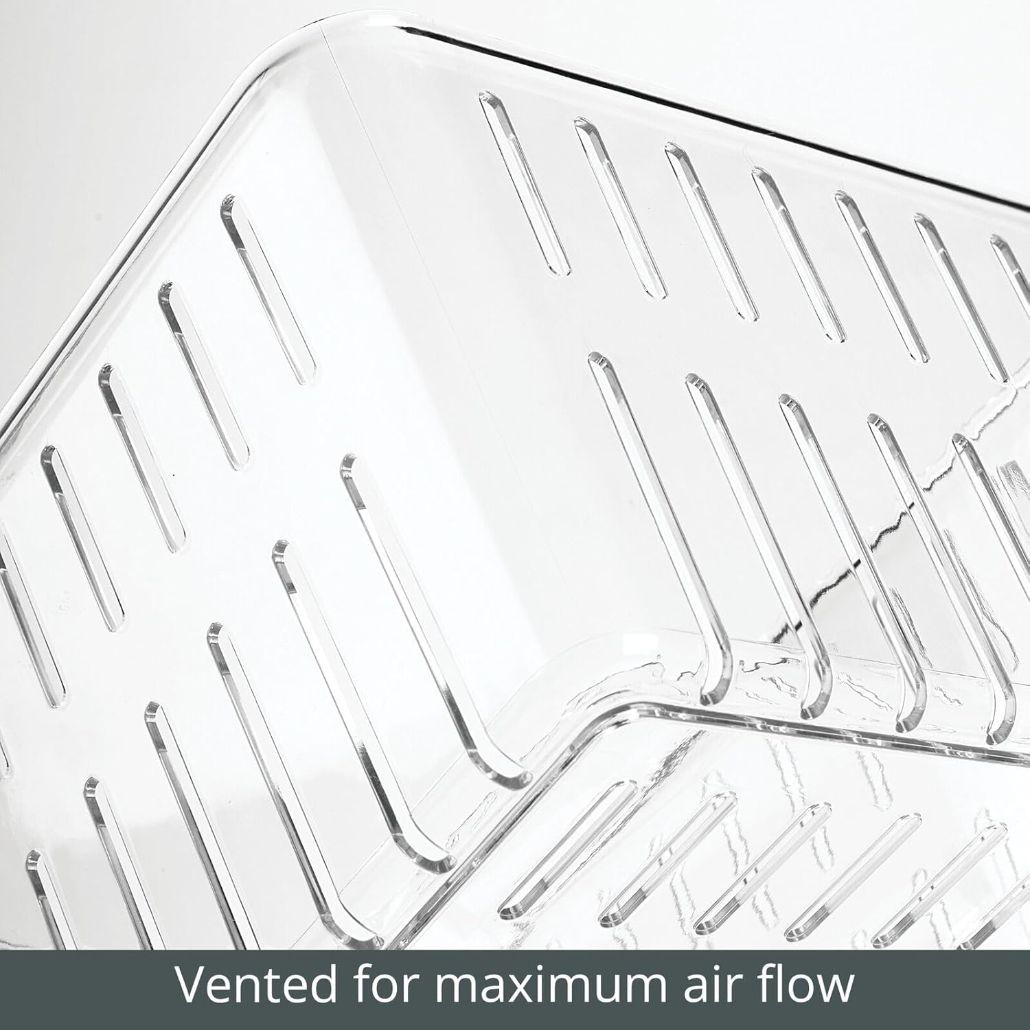 mDesign Contenedor organizador de plástico para almacenamiento de alimentos, contenedor con rejillas de ventilación abiertas para cocina, despensa,