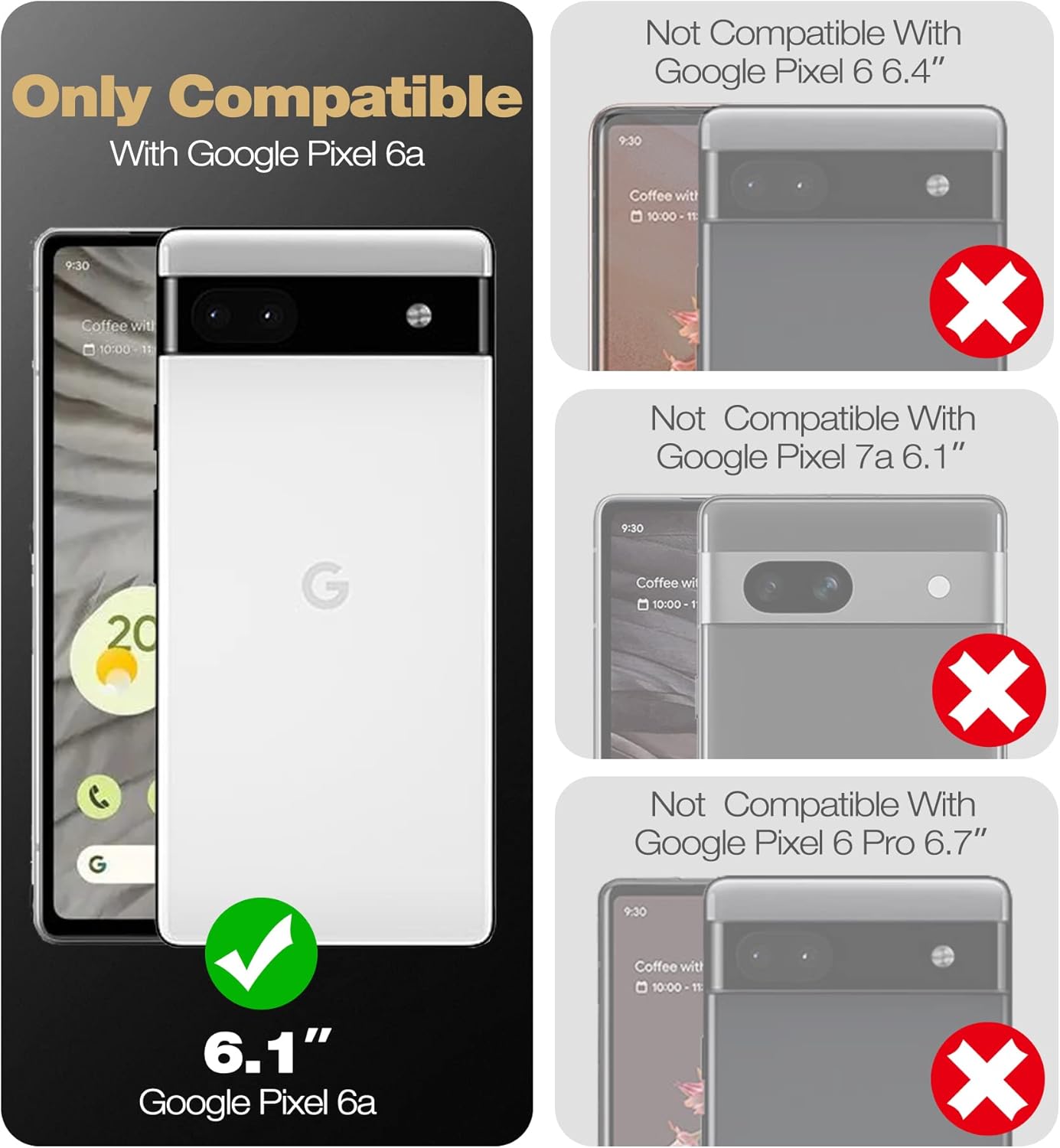 Dexnor Funda de cuerpo completo para Google Pixel 6A, protector de pantalla y soporte integrados resistente protección de grado militar a prueba de