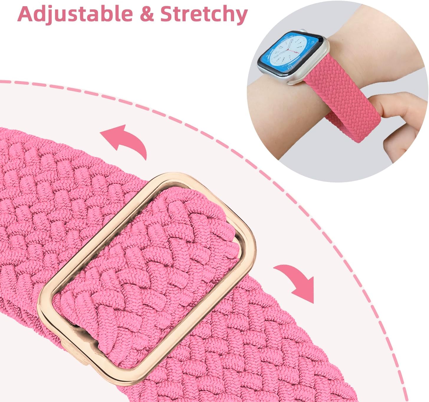 Yaber Correa elástica trenzada para Apple Watch de 1.496 in, 1.575 in, 1.614 in, 1.654 in, 1.732 in, 1.772 in, 1.929 in, para mujeres y hombres,