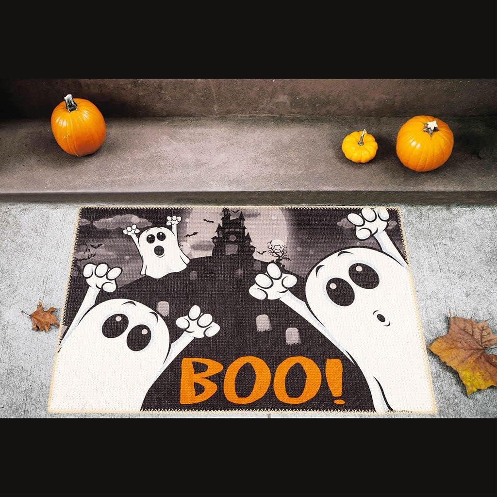 Benissimo Alfombra de Halloween de 24 x 36 pulgadas, 85% algodón, divertida, lavable a máquina, tapete de pasillo para baño, felpudo para decoración