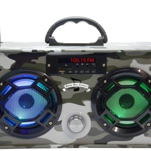 Wireless Express – Mini Boombox con altavoces LED – Altavoz Bluetooth retro con radio FM mejorada – Perfecto para el hogar y al aire libre Wireless Express – Mini Boombox con altavoces LED – Altavoz Bluetooth retro con radio FM mejorada – Perfecto para el hogar y al aire libre