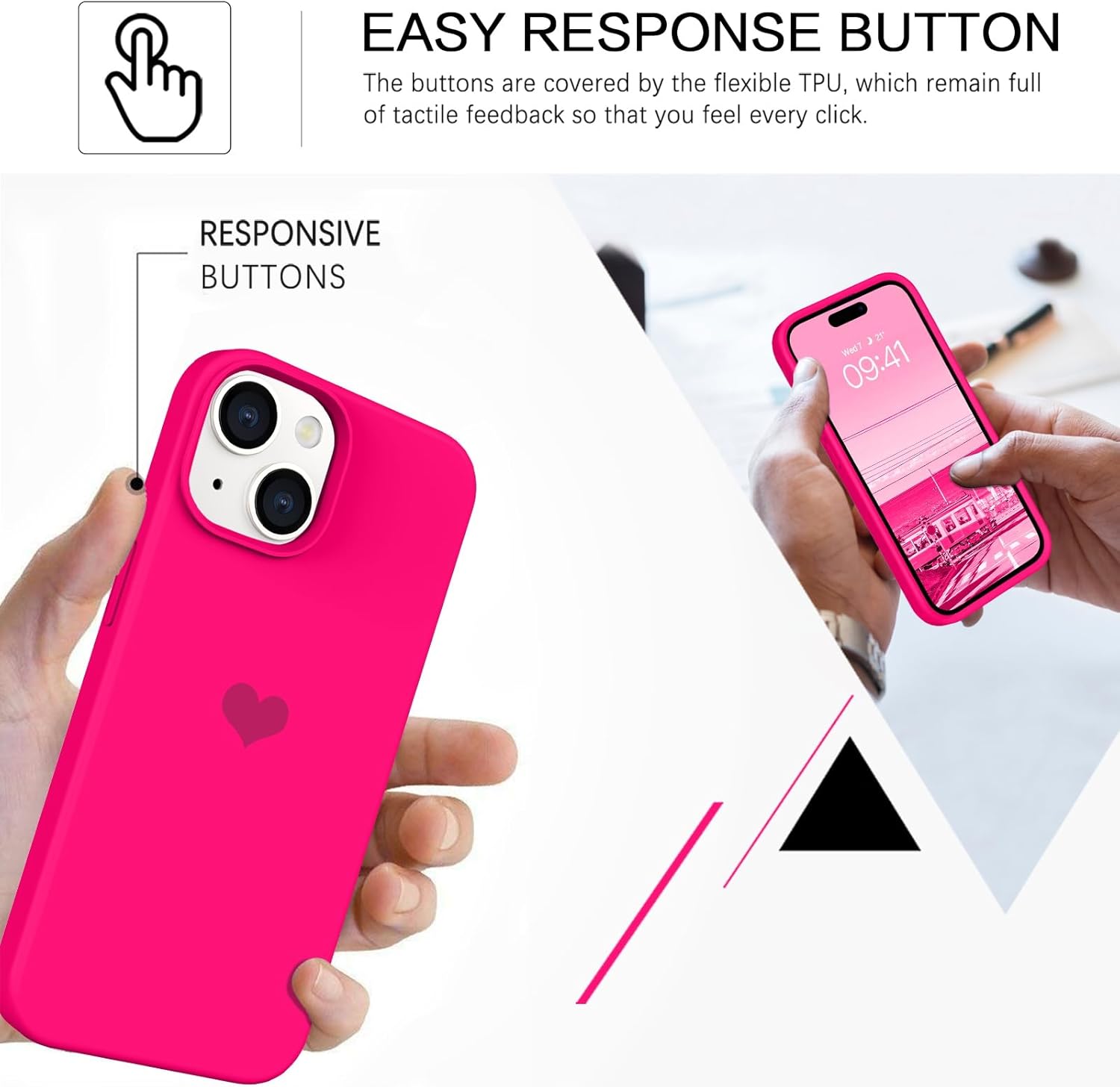 BENTOBEN Funda compatible con iPhone 15 2023, ajuste delgado, bonito diseño de corazón, silicona suave, goma de gel, a prueba de golpes, forro de