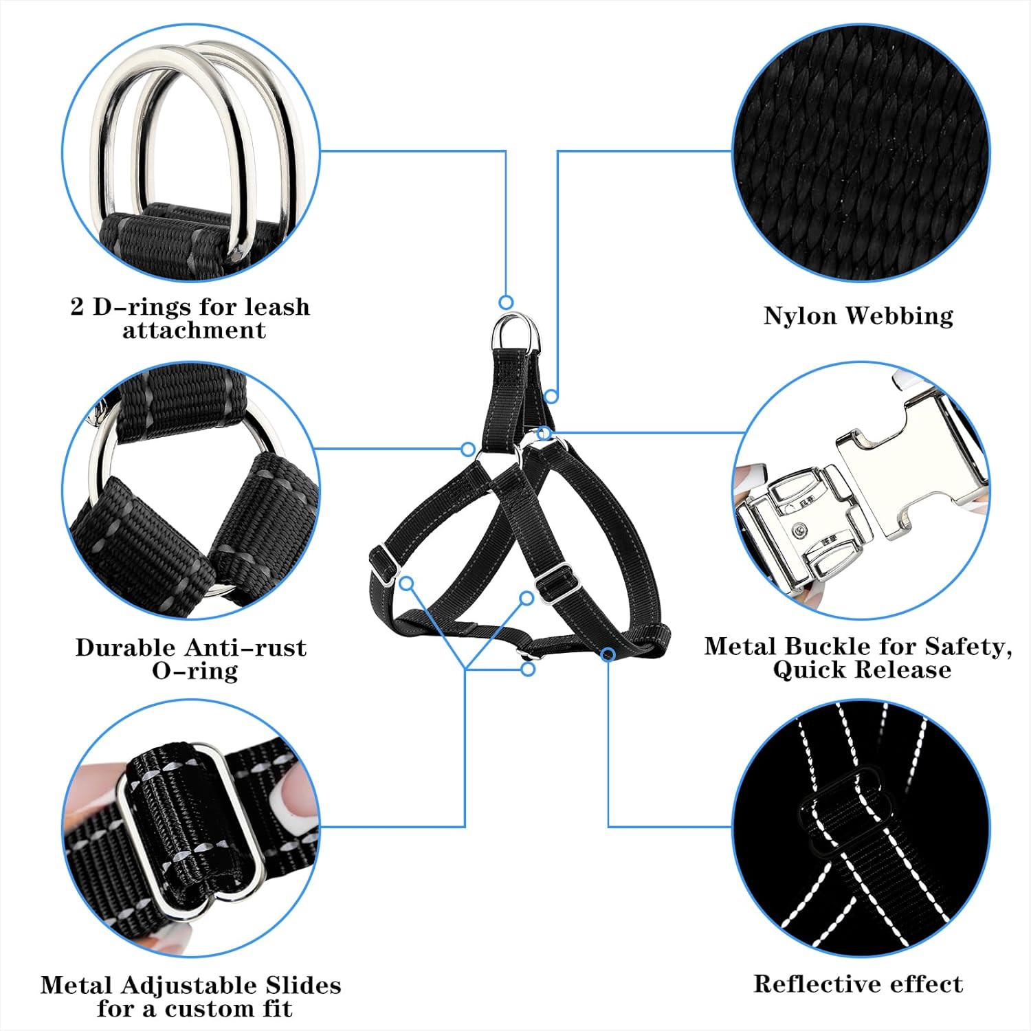 Plutus Pet Step in Arnés para perro, reflectante, ajustable y seguro con hebillas de metal, arnés para perro de fácil paseo para cachorros, perros