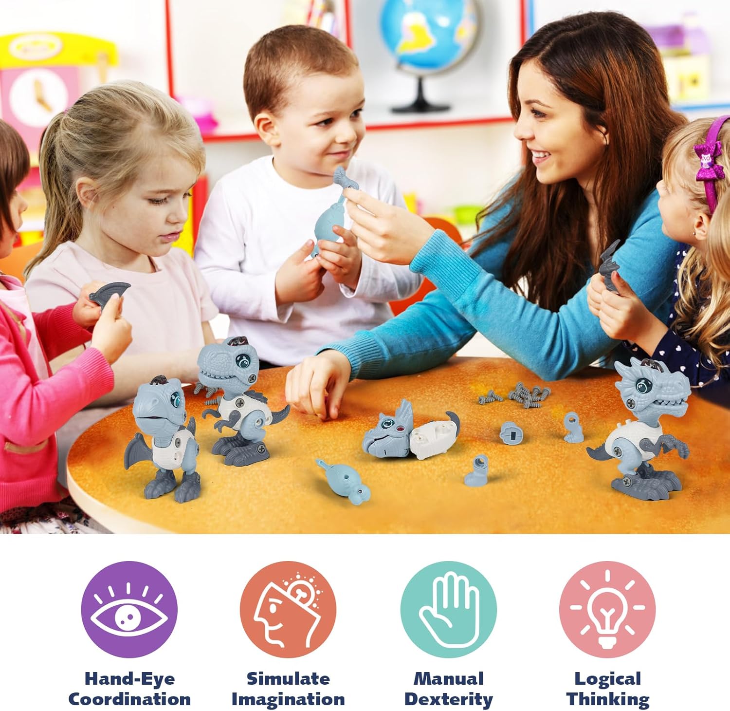 Juguetes de dinosaurio para niños de 3 a 5 años, juguetes de dinosaurio desmontables para niños de 5 a 7 años, juguetes para niños de construcción
