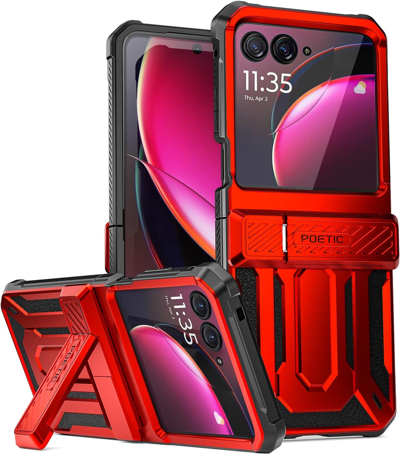 Poetic Spartan – Funda para Motorola Moto Razr + Plus 2023, con función atril, protección de bisagra, prueba de caídas de grado militar de 20 pies,