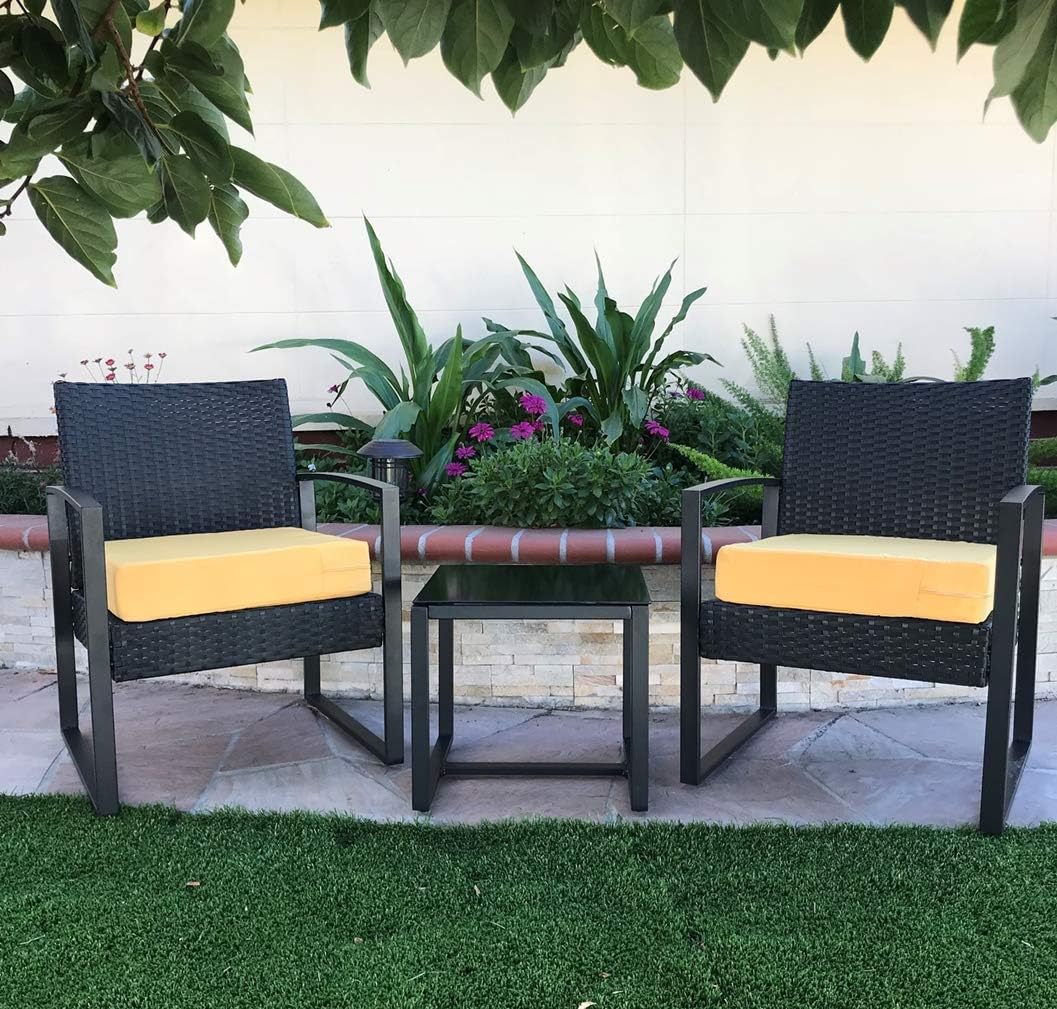 CozyLounge Fundas de cojín para silla de patio con diseño de girasol amarillo repelente al agua (25 x 25 x 5 pulgadas (2 fundas))