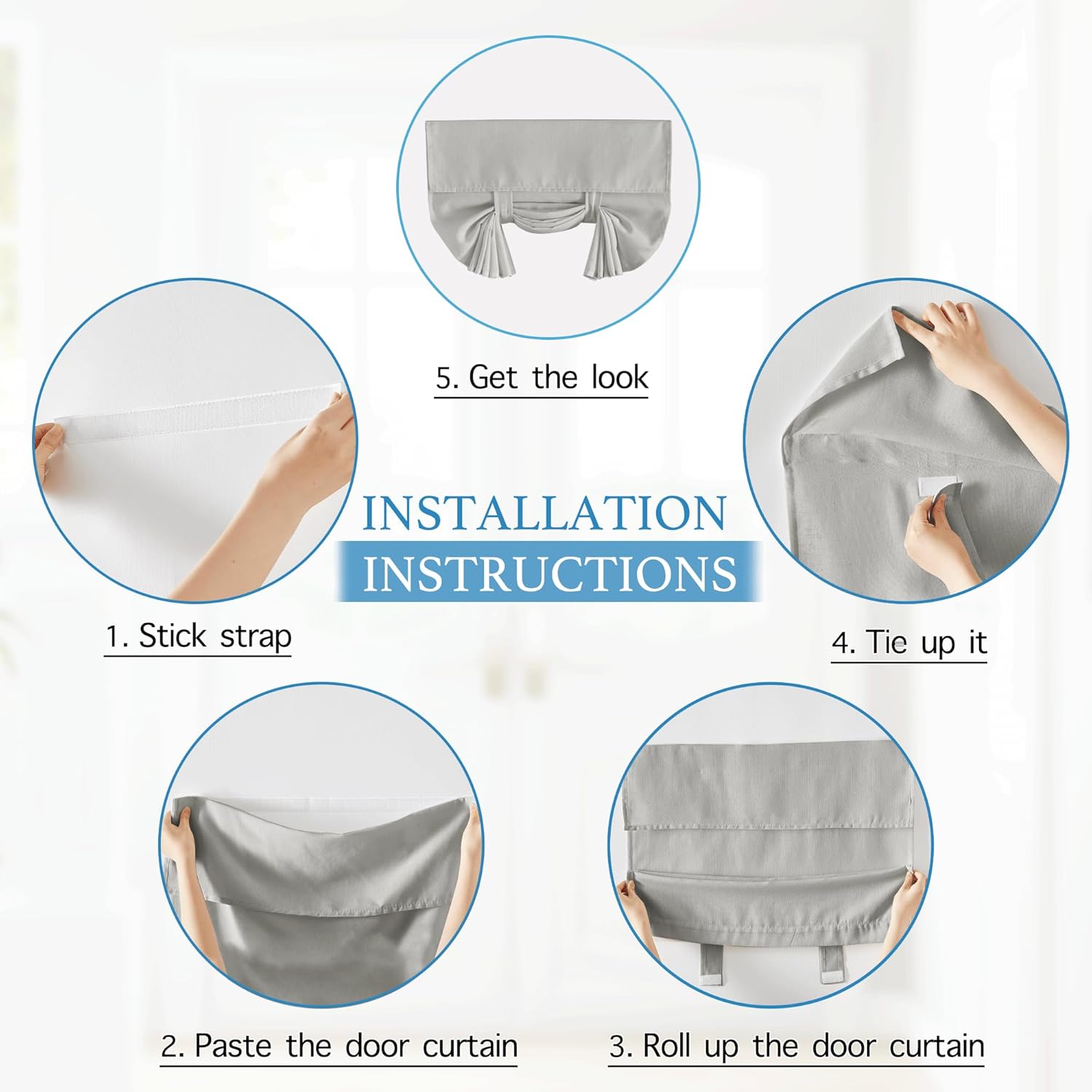 RYB HOME Cortinas de puerta para ventana de puerta, cortinas de puerta francesa para privacidad, fácil de instalar, cortina Tricia para puerta