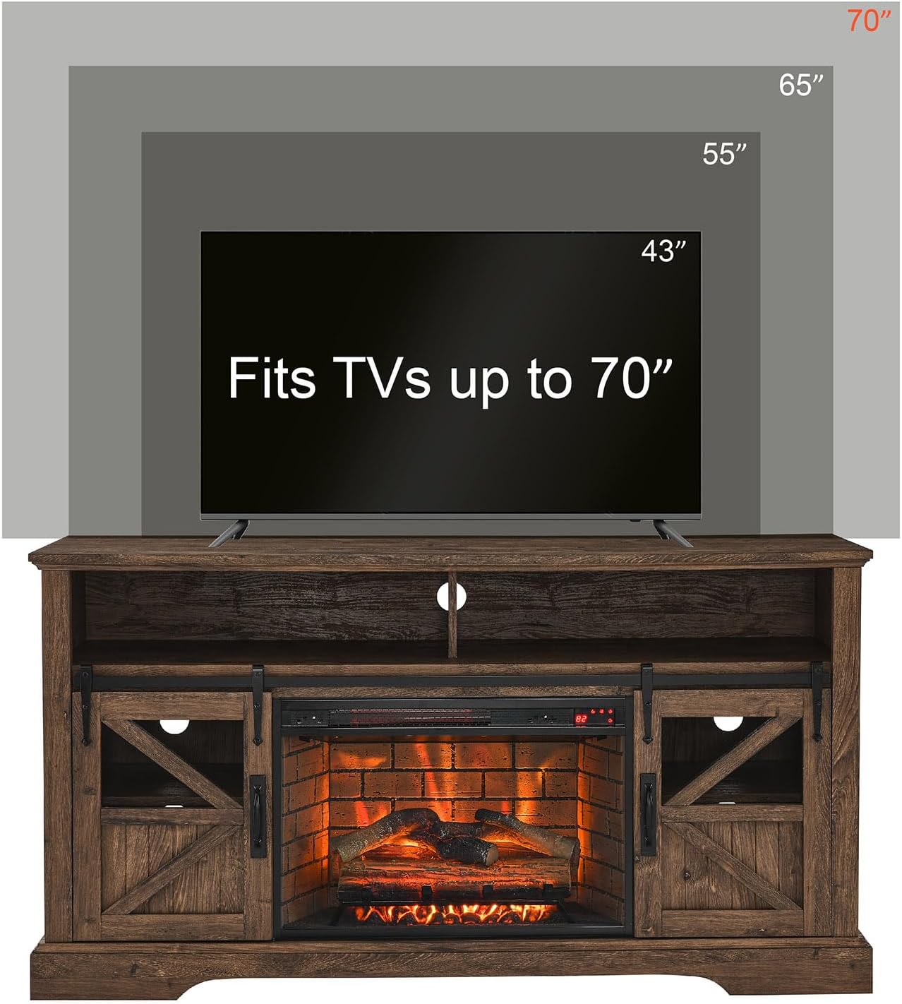 Chimenea eléctrica con soporte de TV, hogar eléctrico tradicional de 60 pulgadas, combinación de soporte de TV y consola, con salida de calor de