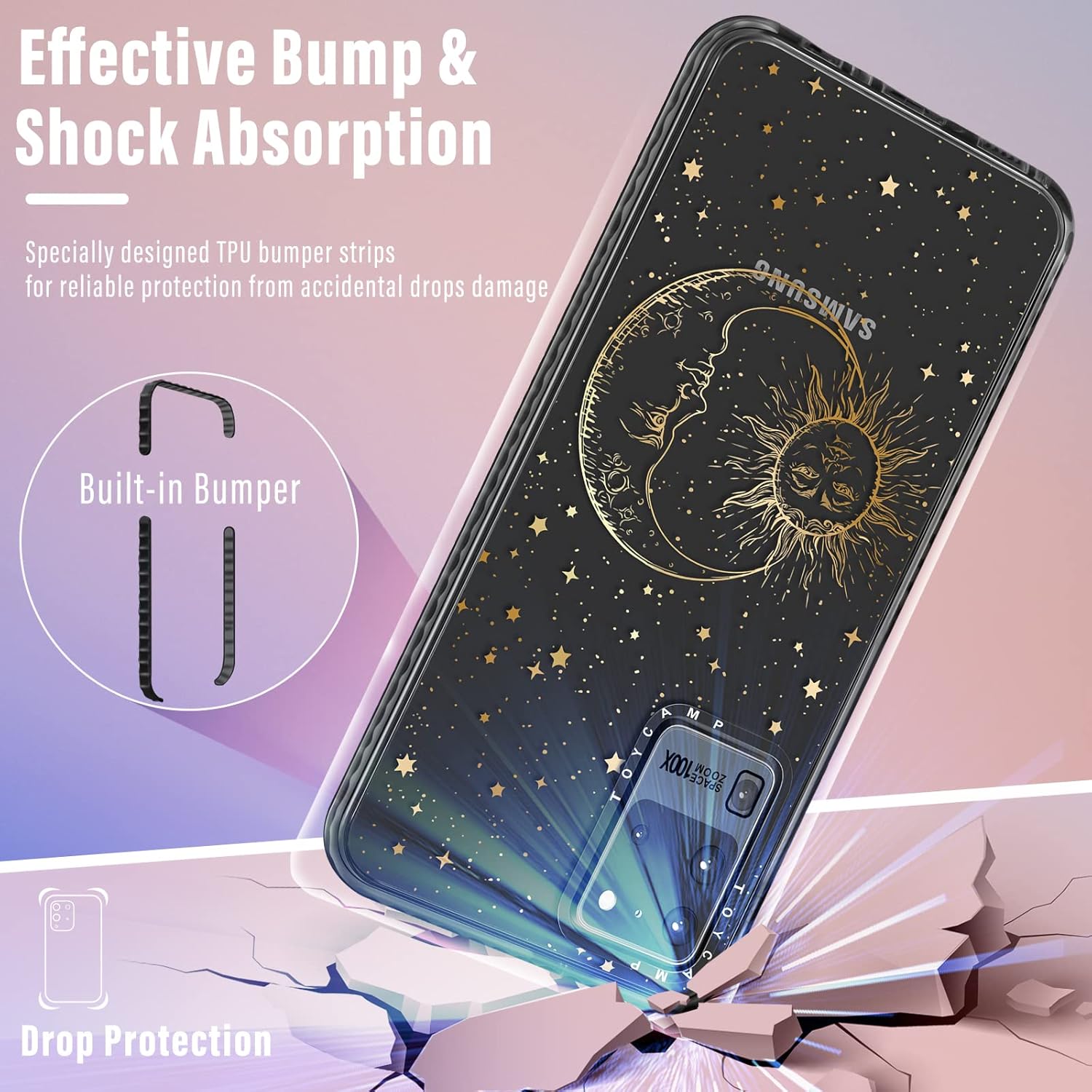 Toycamp Funda para Samsung Galaxy S20 Ultra, lindo y divertido diseño de estrella de sol, luna para mujeres, niñas, niños y adolescentes para Galaxy