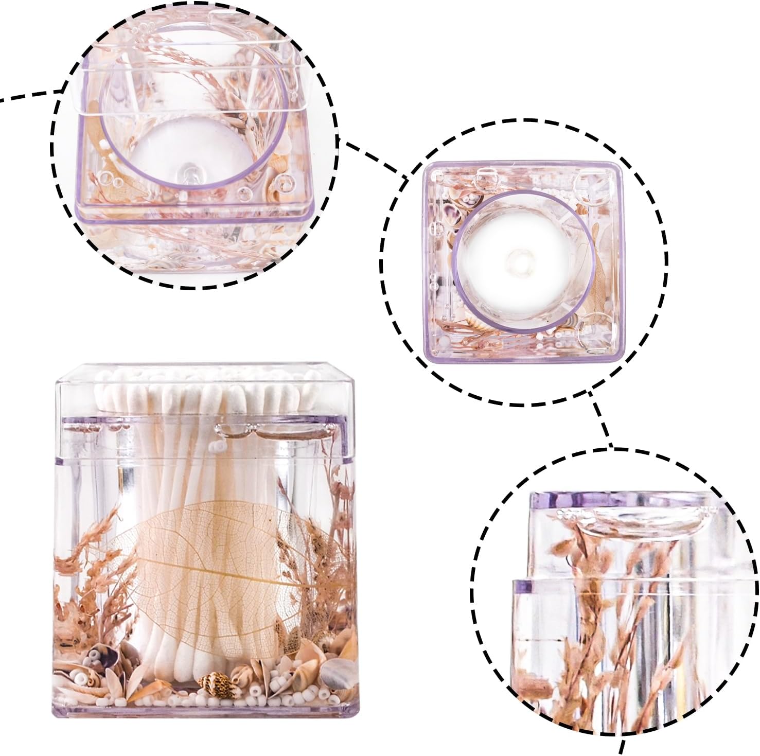 Tarros de almacenamiento de baño Decoración de flores secas Tarros de baño Accesorio de tocador de baño, soporte de bolas de algodón, accesorios de