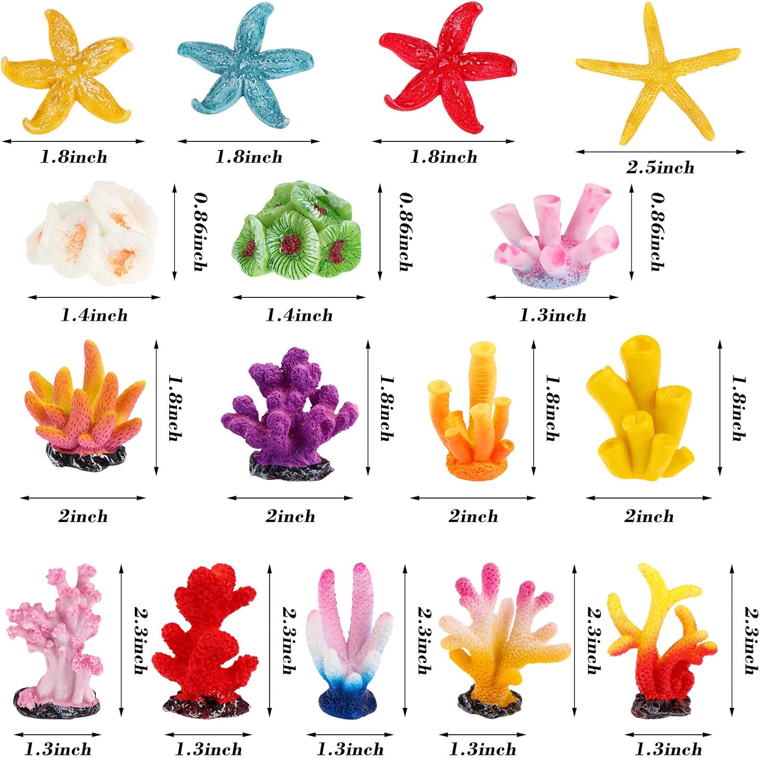 16 piezas de plantas artificiales de coral para decoración de acuario, decoración de arrecife de coral de alta calidad, resina artificial