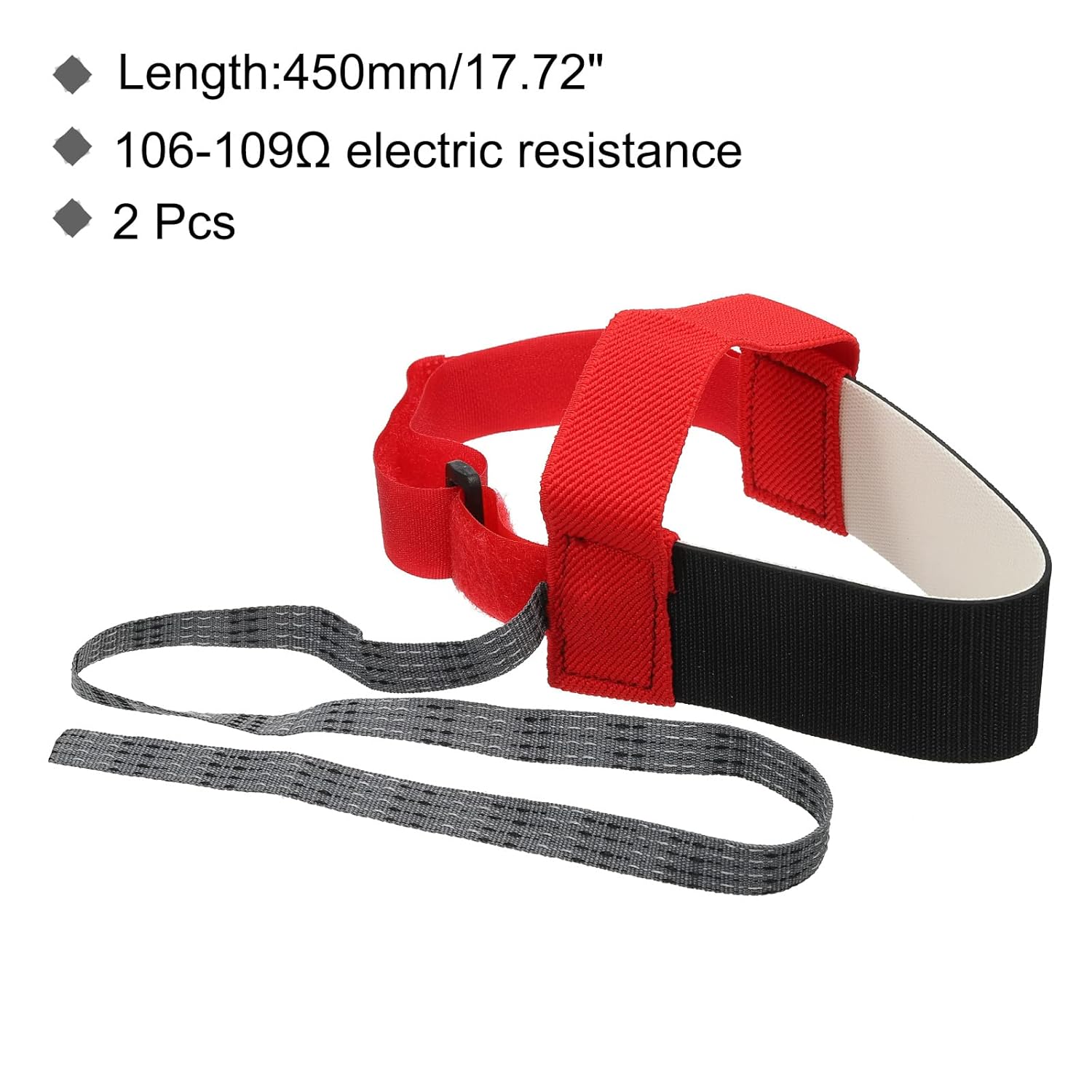 MECCANIXITY 2 correas de talón de pie antiestáticas ESD Correa de muñeca antiestática ajustable para poner a tierra quitar estática, color rojo