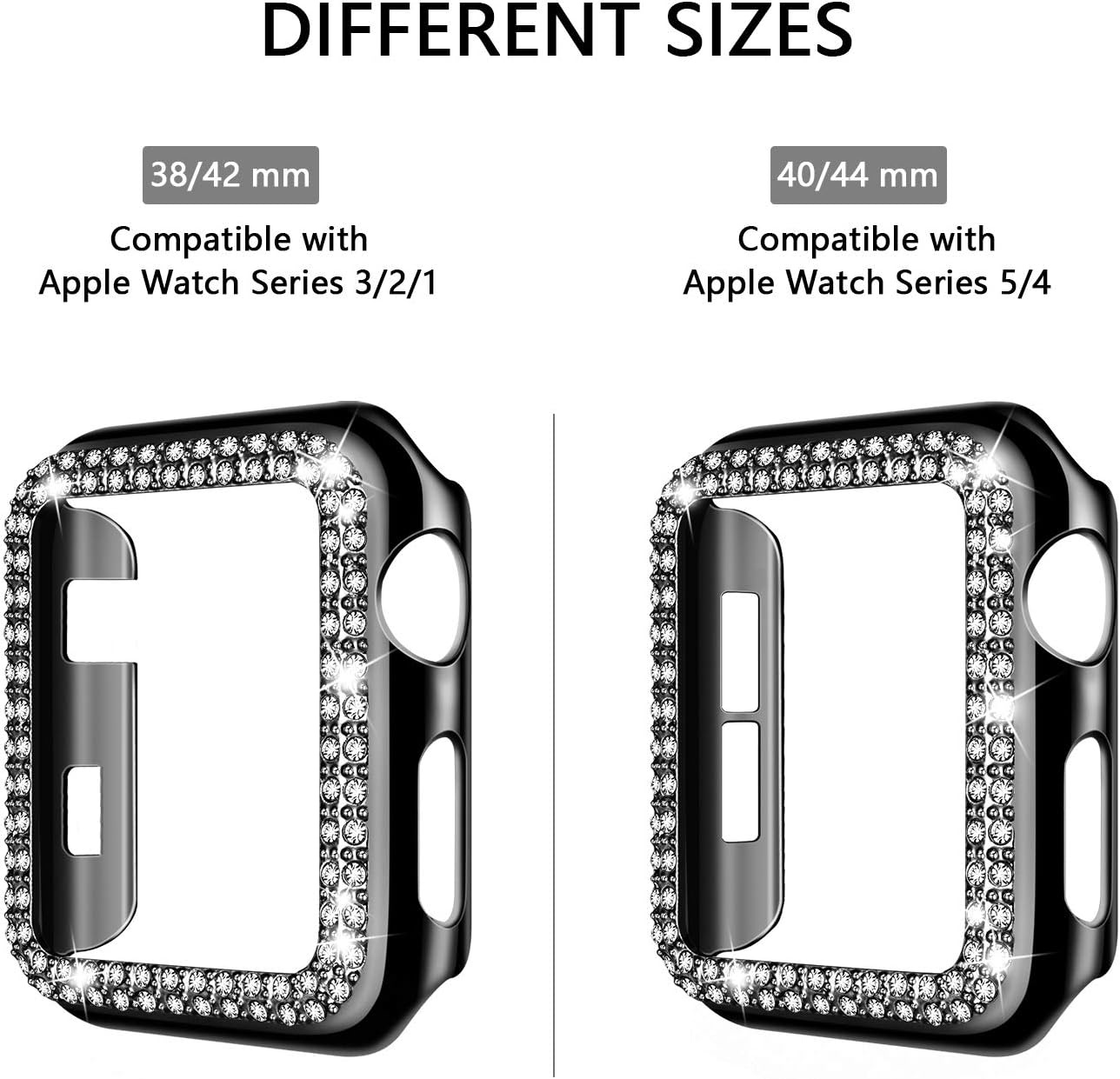 adepoy – Carcasa para Apple Watch con protector de pantalla y cristales brillantes, protección completa para iWatch Series 654321 SE