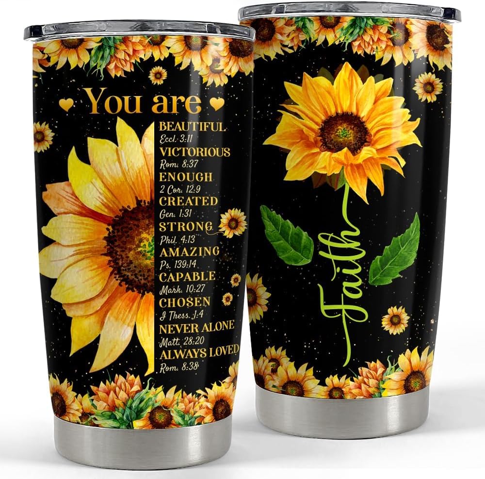 SANDJEST Vaso inspirador de 20 onzas, regalo cristiano, regalos inspiradores para mujeres, vasos con aislamiento de acero inoxidable motivacional,