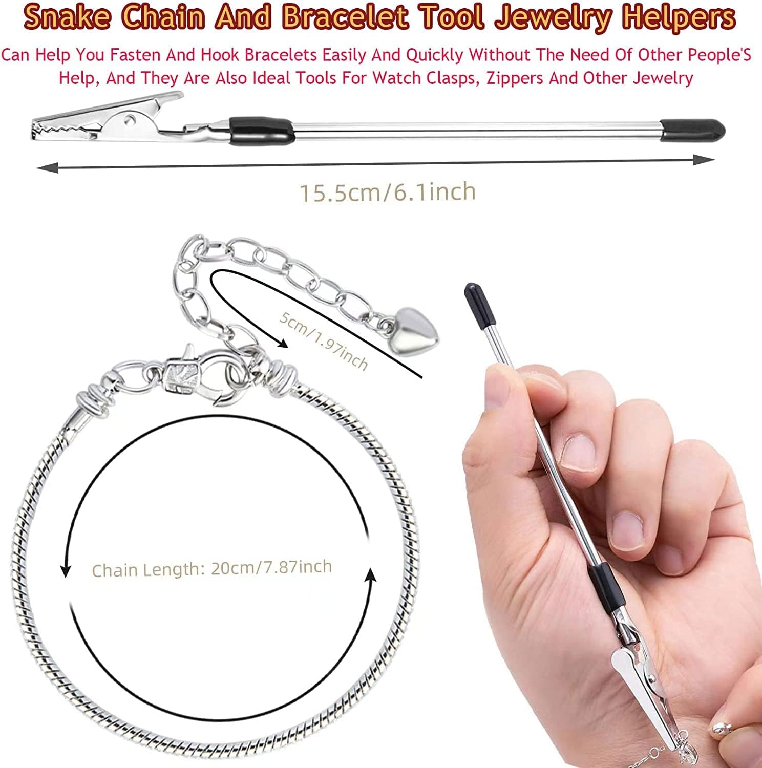 ZYEHXED 20 pulseras de cadena de serpiente con pulsera de ayudante ajustable de serpiente con cierre de langosta cadena extensora para mujeres y