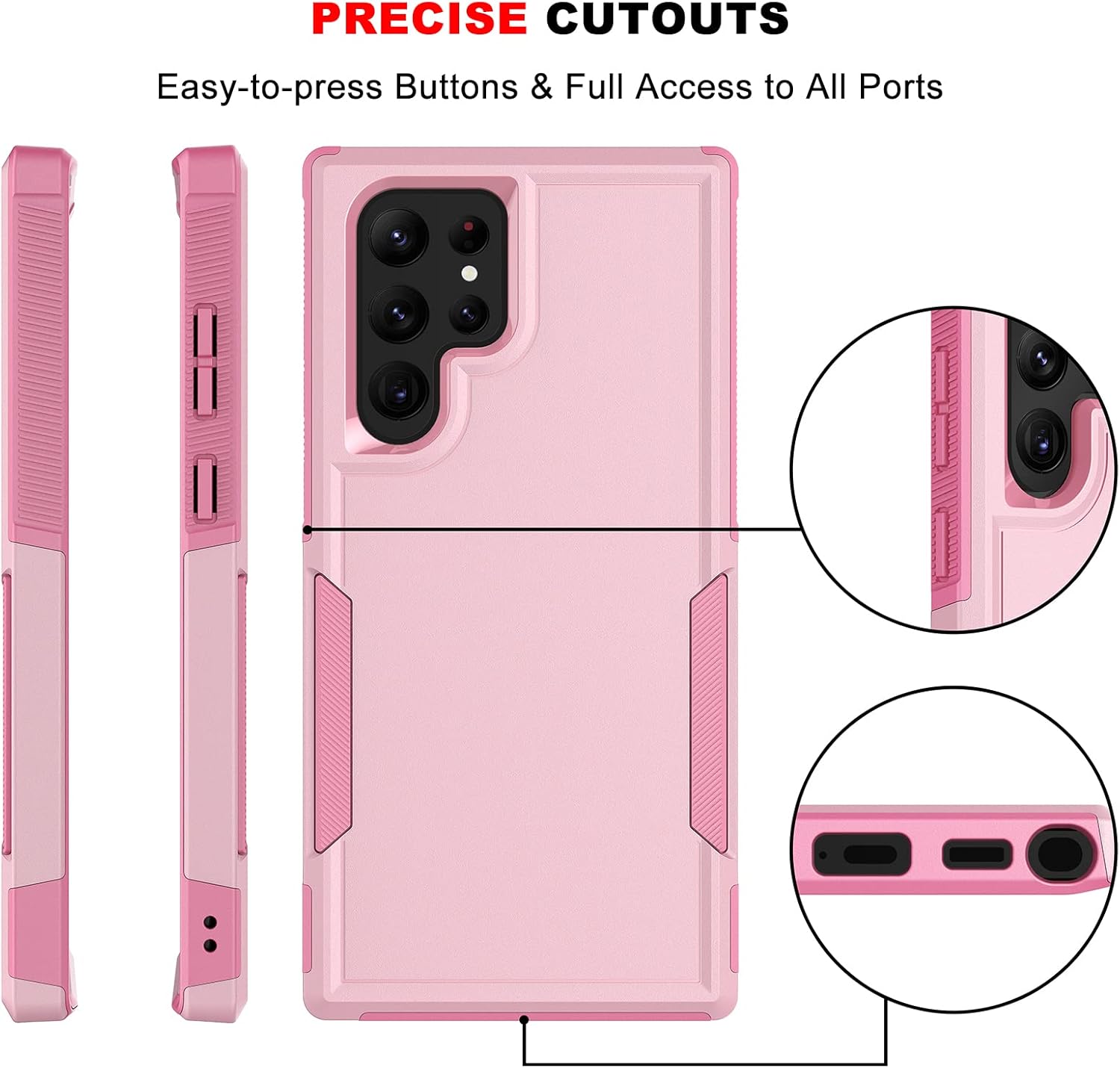 Funda para Galaxy S22 Ultra, protección contra caídas, doble capa híbrida de plástico duro + funda de goma de silicona suave para Samsung Galaxy S22