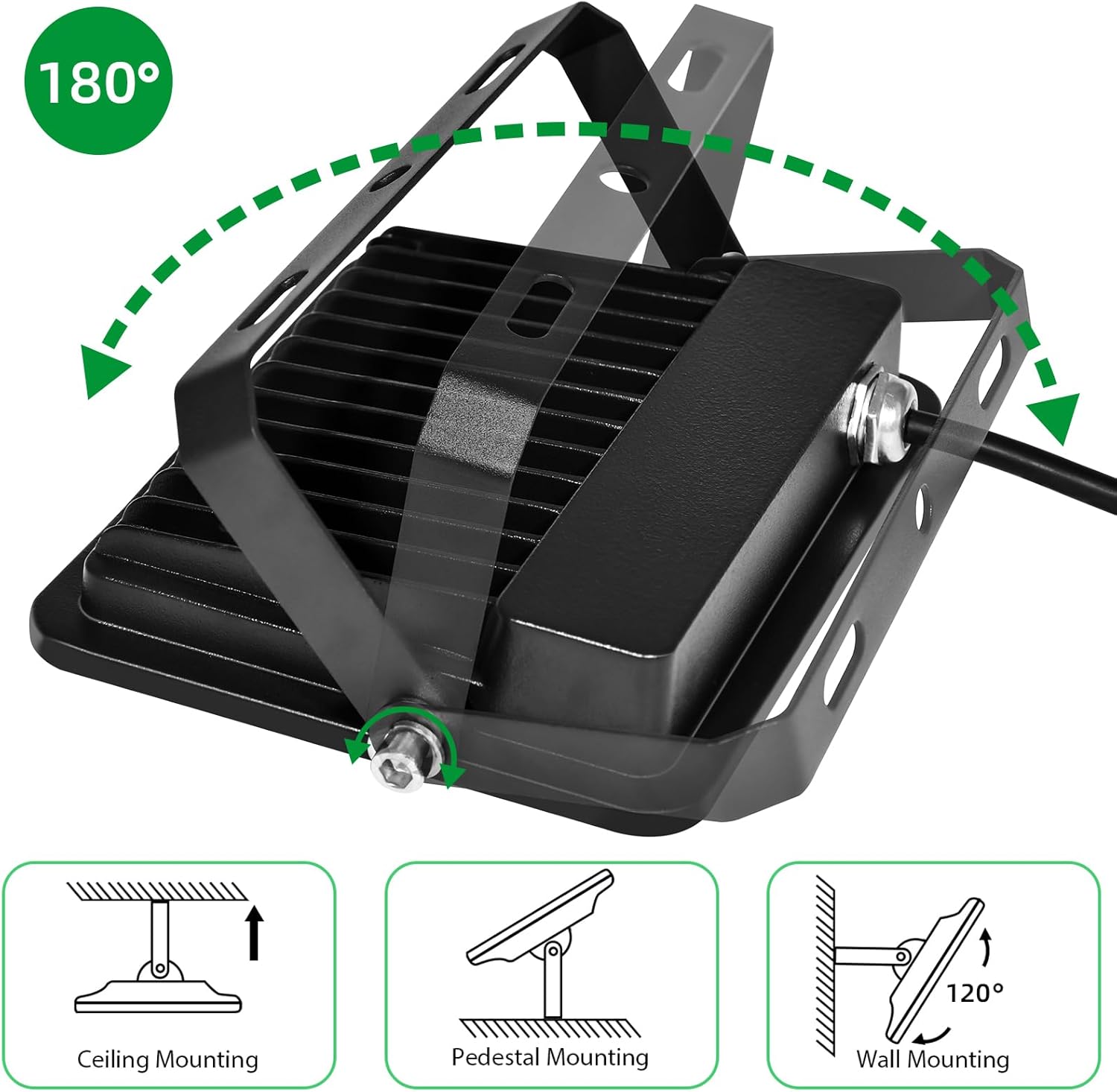 Luz de inundación LED para exteriores, paquete de 25 W enchufables con sensor de movimiento con cable de 5 pies, luces de seguridad de 120 V con